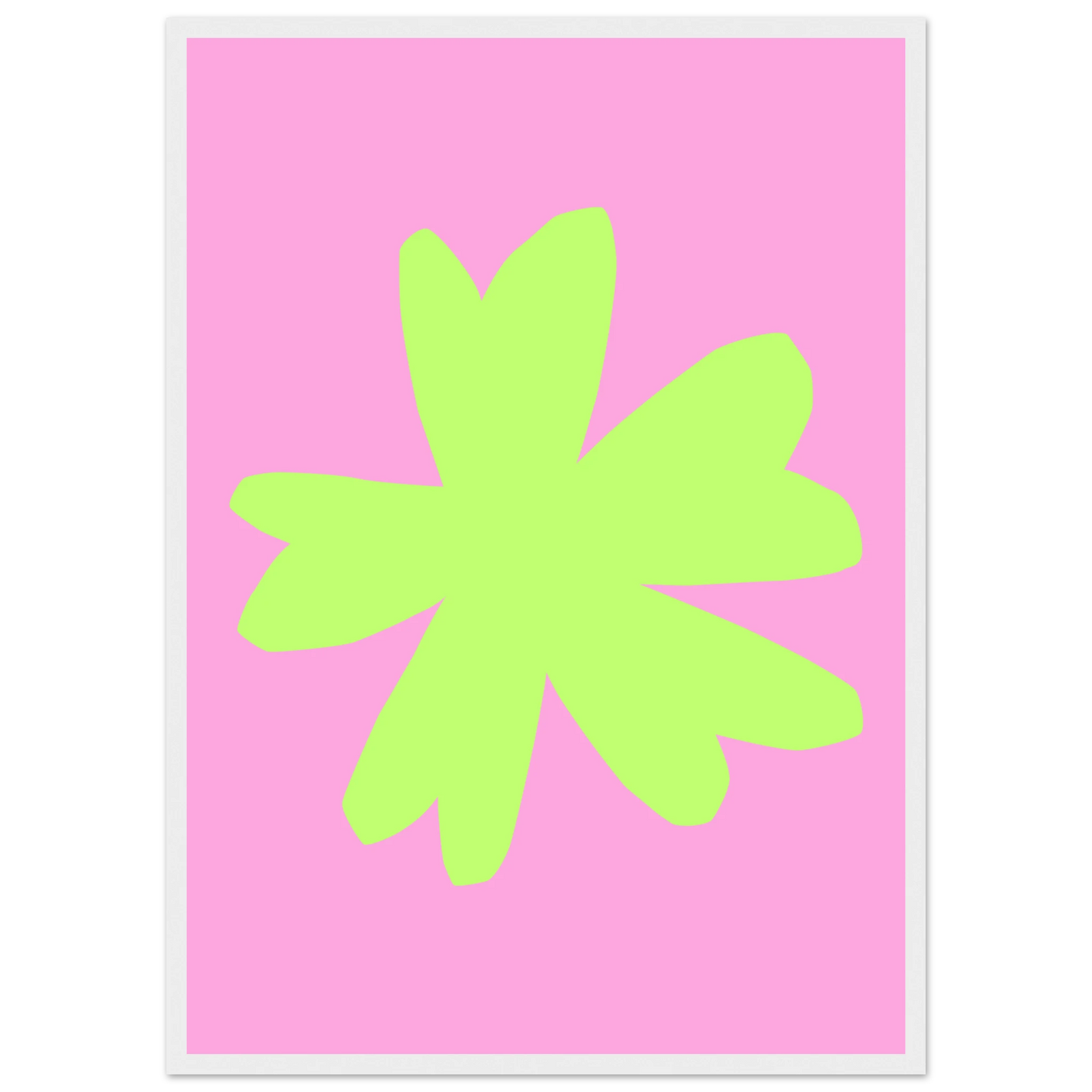 Vibrant blossom pink lime abstract floral print framed wall art by anya trut art print in a Wood frame size A2 (42 x 59.4  cm) affordable wall art by Art Aunty NZ