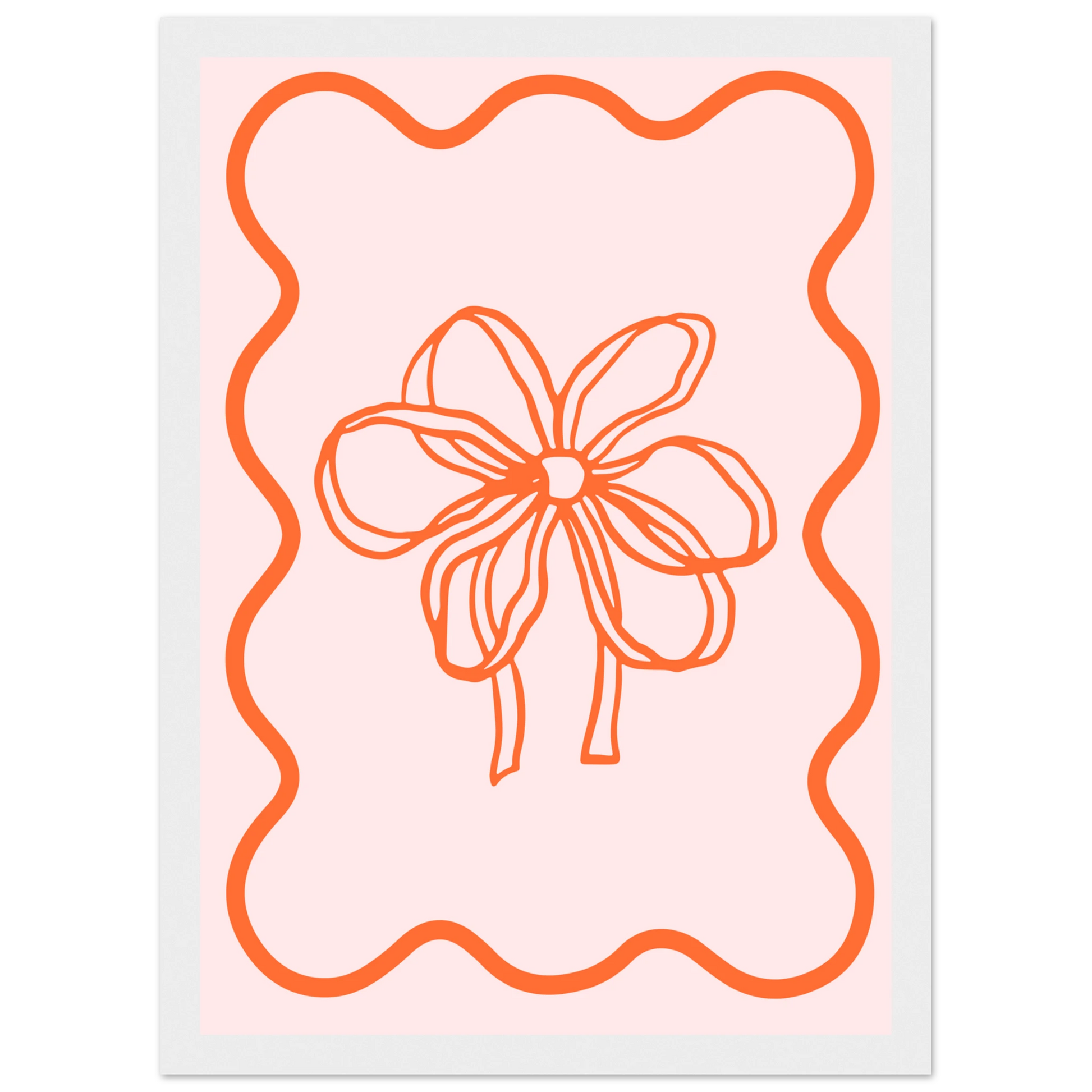 Abstract floral bow giclee print modern minimalist wall art by anya trut choose your size frame art print in a Wood frame size A1 (59.4 x 84.1  cm) affordable wall art by Art Aunty NZ