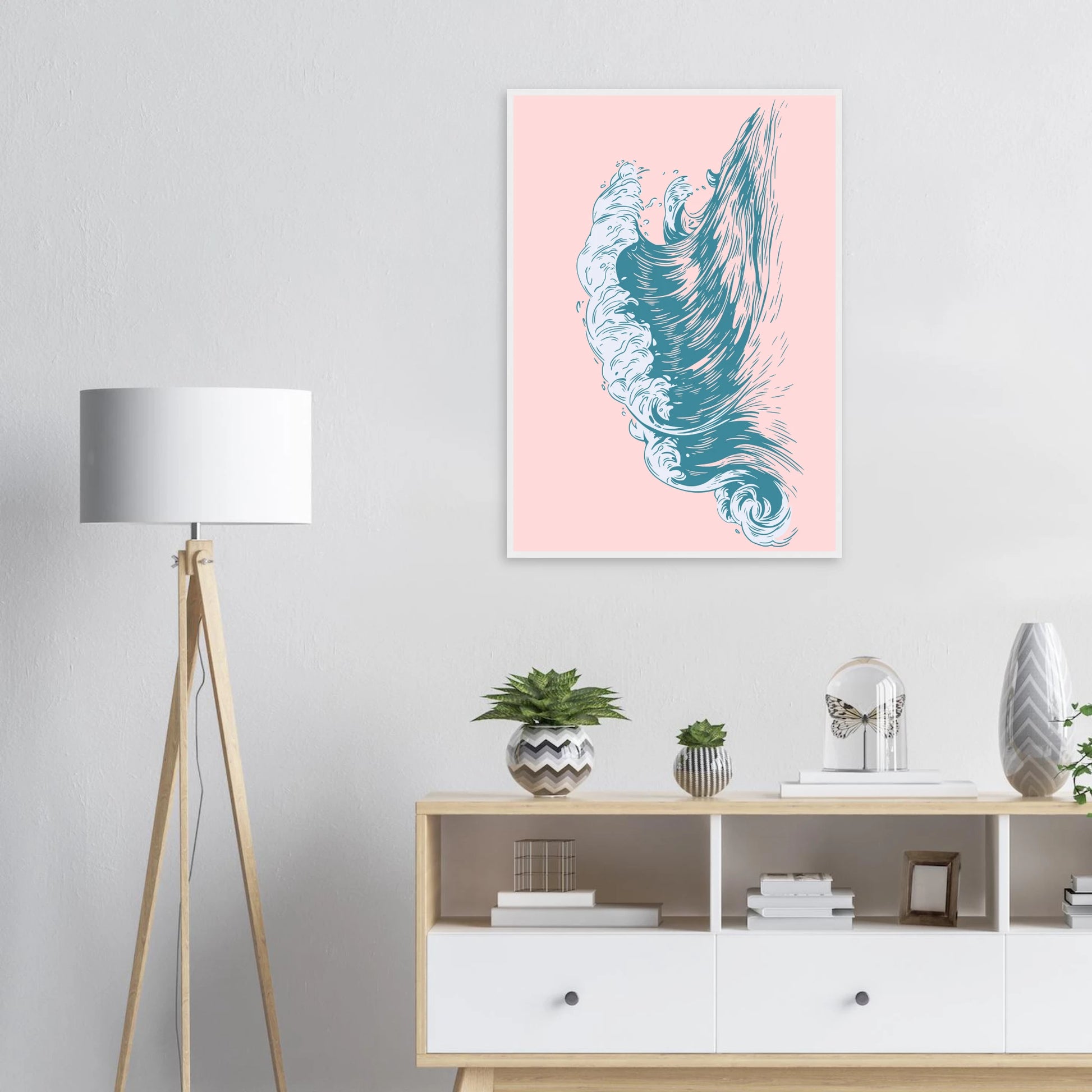 Oceanic dream wave art print aqua by anya trut choose your size frame art print in a  size  affordable wall art by Art Aunty NZ