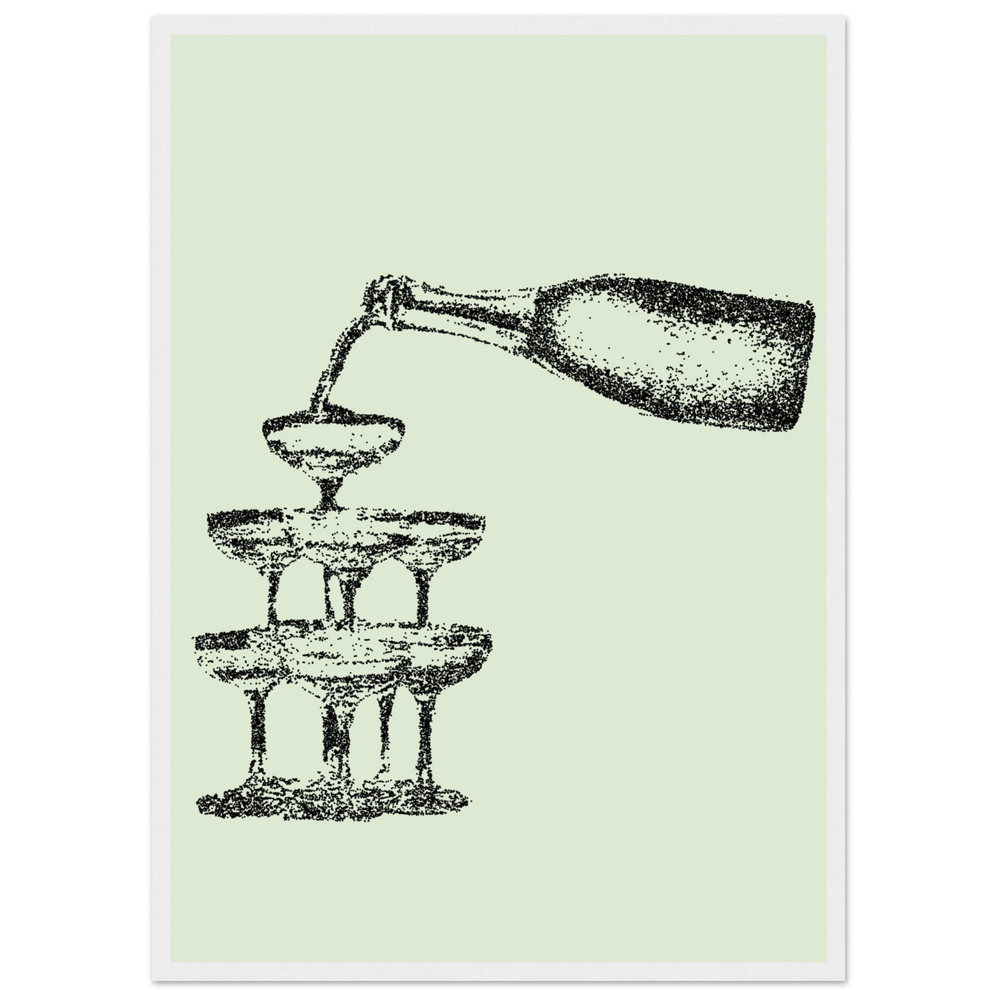 Champagne cascade elegant dotted art print by anya trut choose your size frame art print in a Wood frame size A2 (42 x 59.4  cm) affordable wall art by Art Aunty NZ