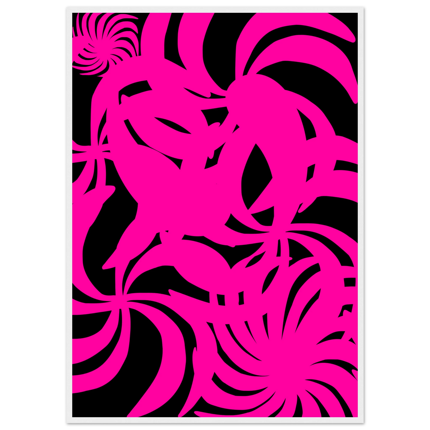 Vibrant neon swirls art print dynamic abstract wall decor in your choice of size and frame art print in a White frame size 21x29.7 cm / 8x12" affordable wall art by Art Aunty NZ