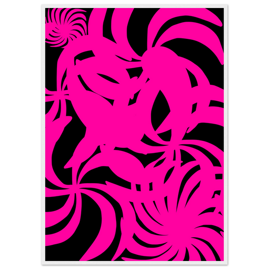 Vibrant neon swirls art print dynamic abstract wall decor in your choice of size and frame art print in a White frame size 21x29.7 cm / 8x12" affordable wall art by Art Aunty NZ