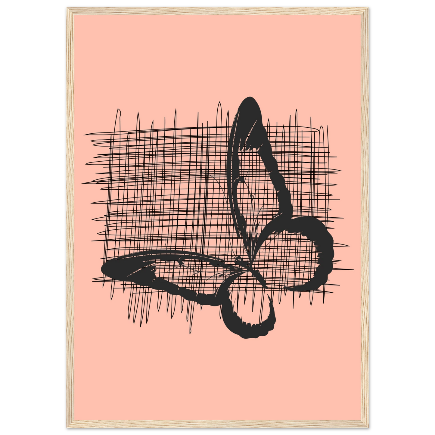 Abstract composition in black and pink by anya trut modern fine art print in your choice of frame art print in a White frame size A1 (59.4 x 84.1  cm) affordable wall art by Art Aunty NZ