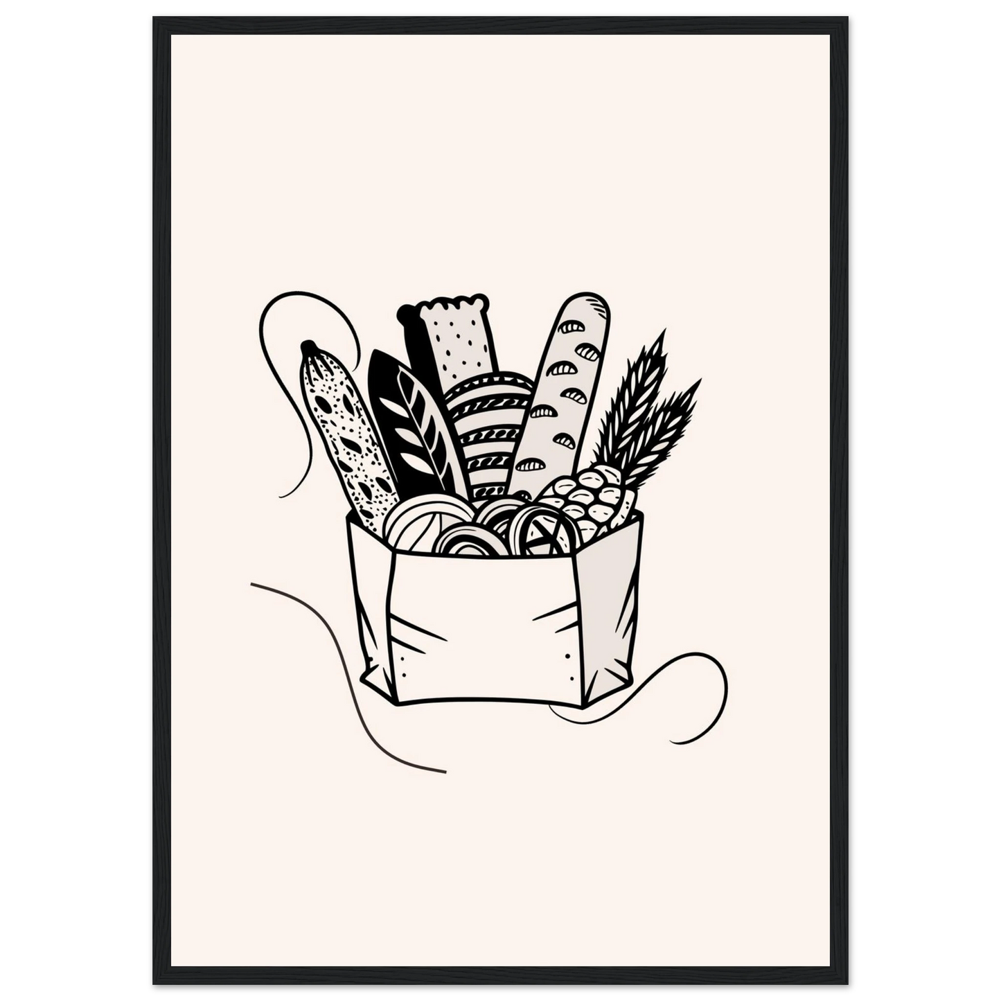 Morning bread art print in a White frame size A1 (59.4 x 84.1  cm) affordable wall art by Art Aunty NZ