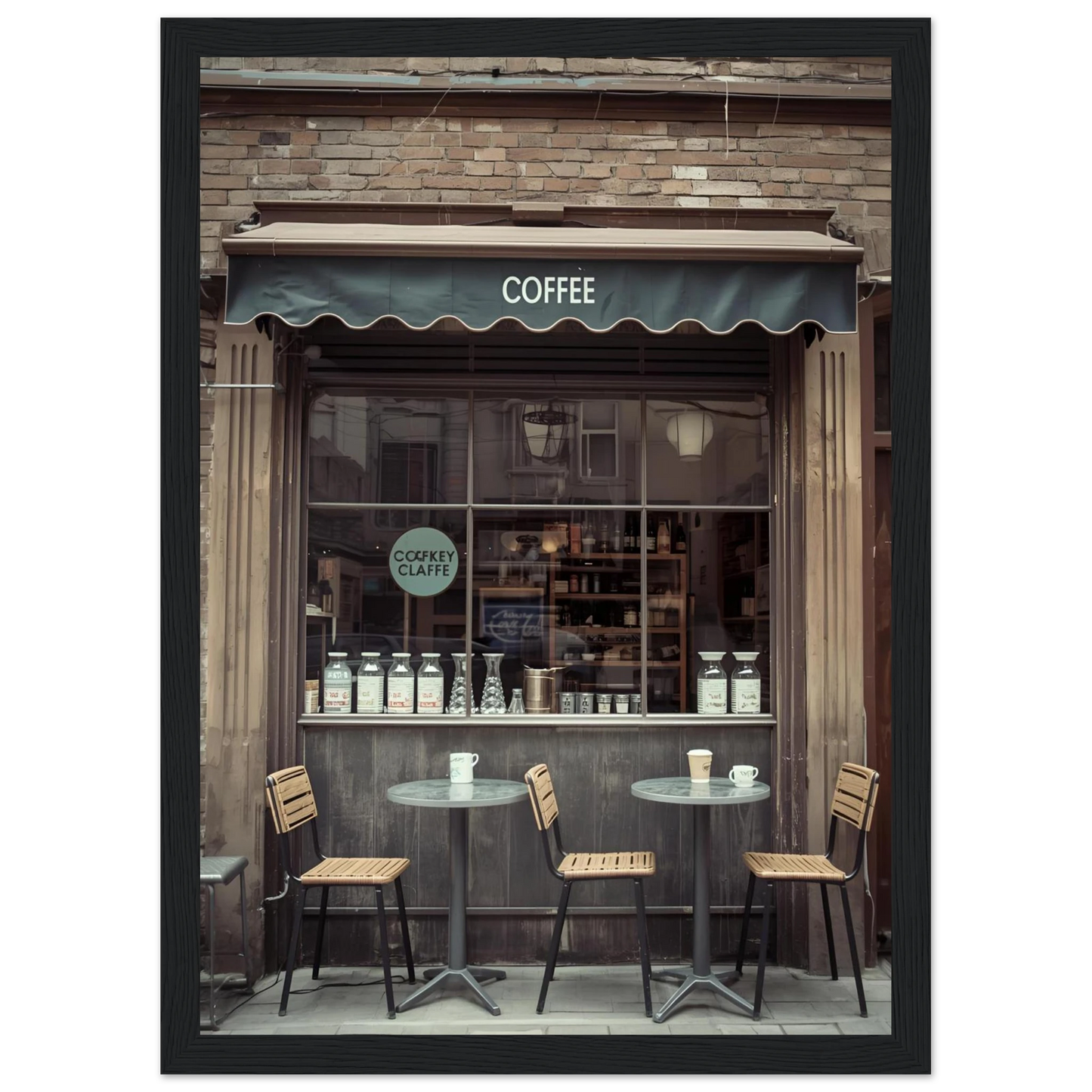 Slow morning art print in a Wood frame size 21x29.7 cm / 8x12" affordable wall art by Art Aunty NZ