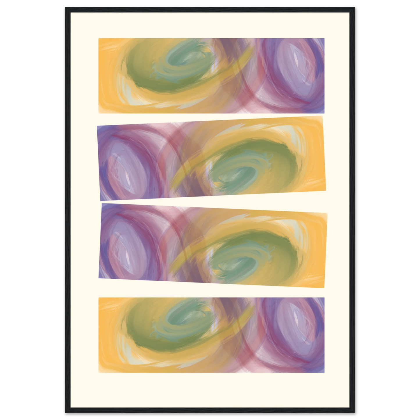 Abstract swirls art print by anya trut serene hues in your choice of frame art print in a Black frame size A2 (42 x 59.4  cm) affordable wall art by Art Aunty NZ