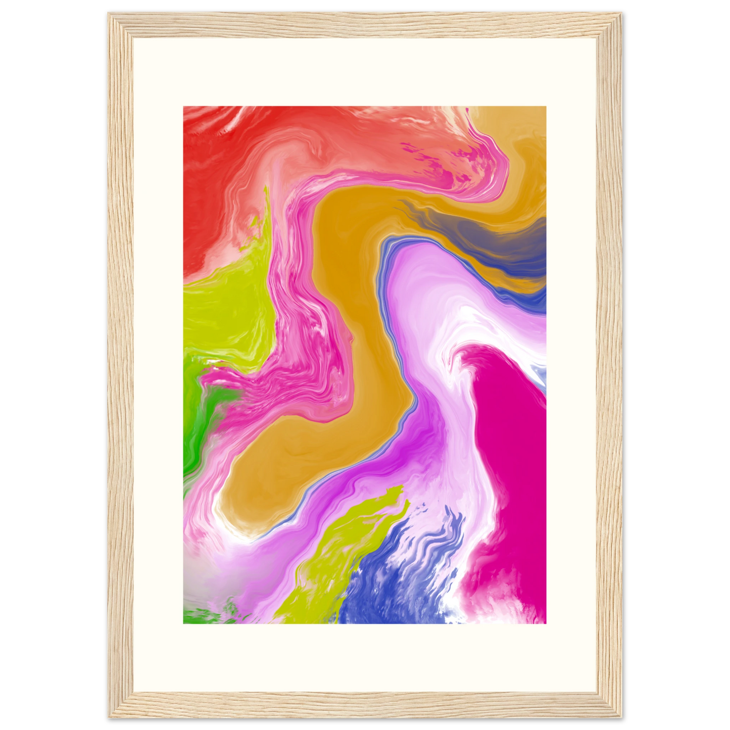 Abstract swirl canvas print by anya trut vibrant flow art in your choice of size frame art print in a Black frame size 21x29.7 cm / 8x12" affordable wall art by Art Aunty NZ
