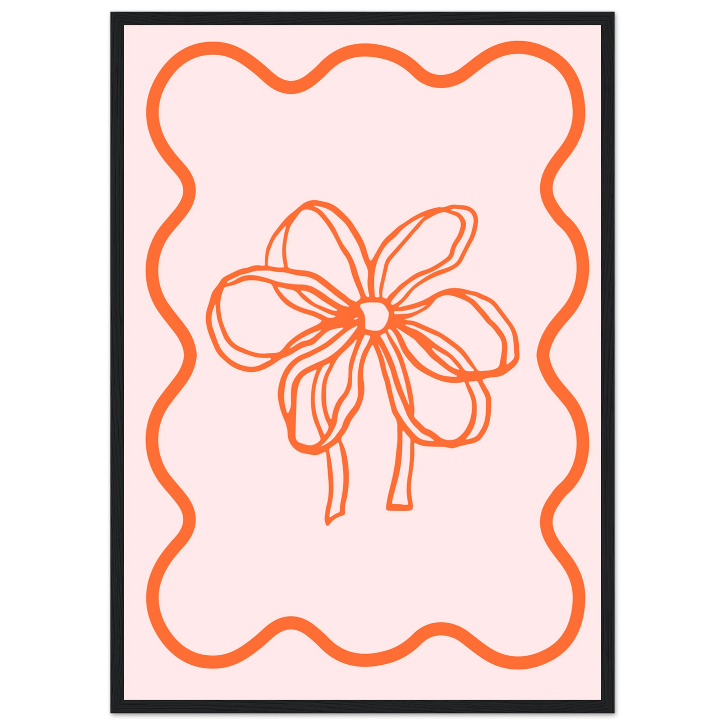 Abstract floral bow giclee print modern minimalist wall art by anya trut choose your size frame art print in a Wood frame size 21x29.7 cm / 8x12" affordable wall art by Art Aunty NZ