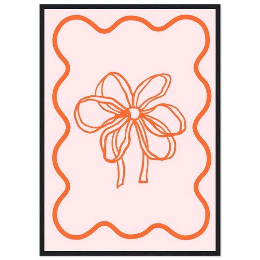 Abstract floral bow giclee print modern minimalist wall art by anya trut choose your size frame art print in a Wood frame size 21x29.7 cm / 8x12" affordable wall art by Art Aunty NZ