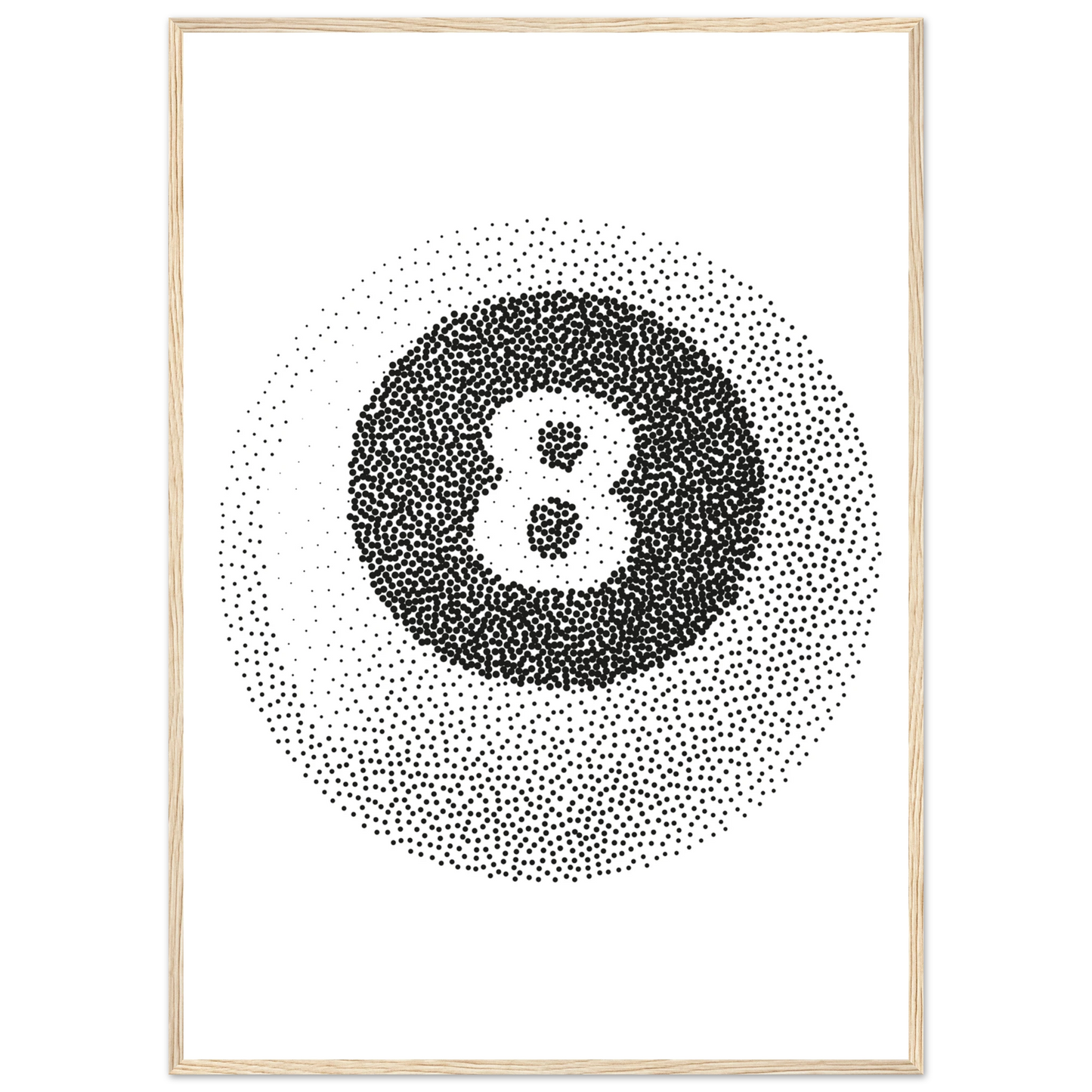 Abstract eight ball dot art print by anya trut choose your size frame art print in a Black frame size A1 (59.4 x 84.1  cm) affordable wall art by Art Aunty NZ