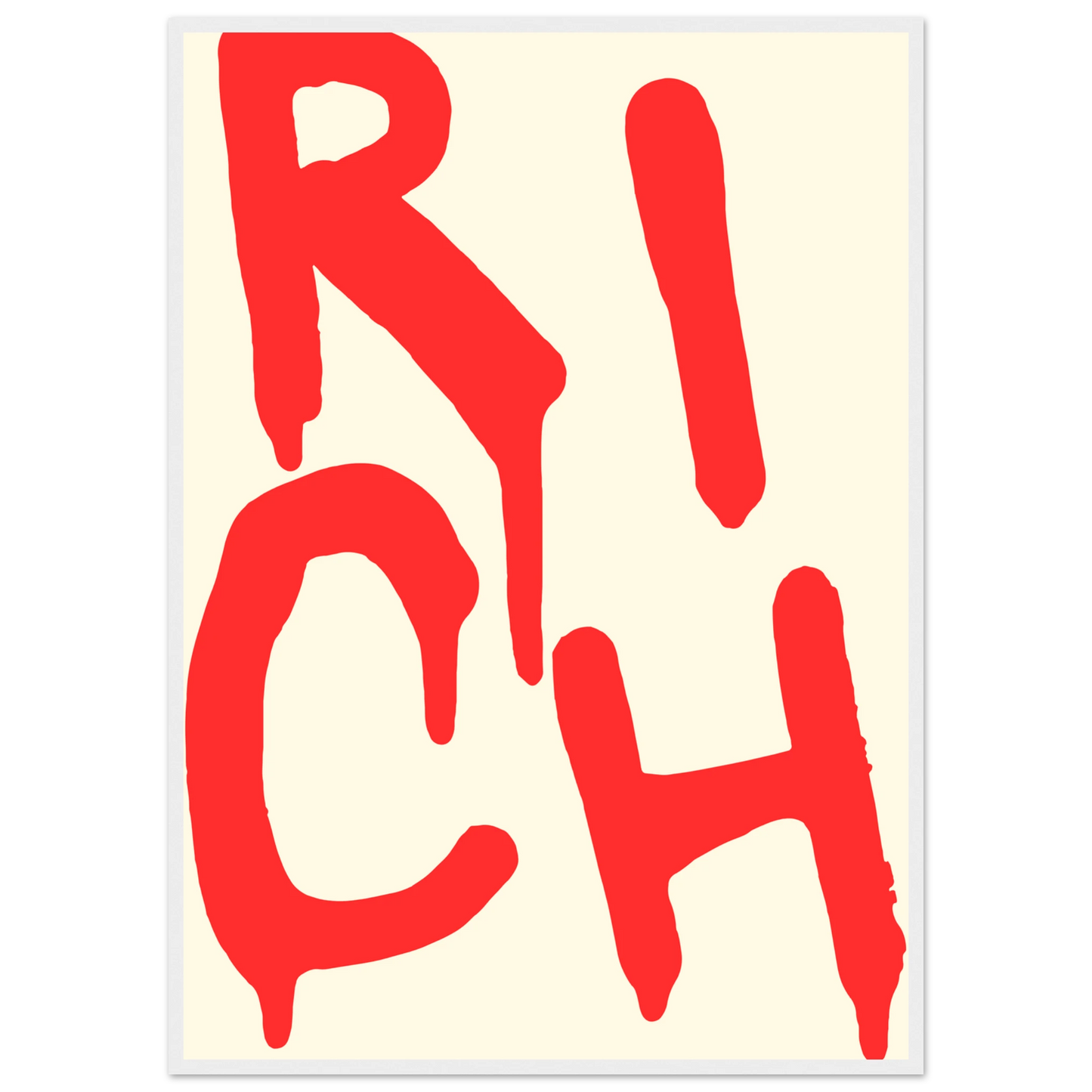 Rich red drip art print by anya trut bold statement wall decor in your choice of frame size art print in a White frame size 21x29.7 cm / 8x12" affordable wall art by Art Aunty NZ