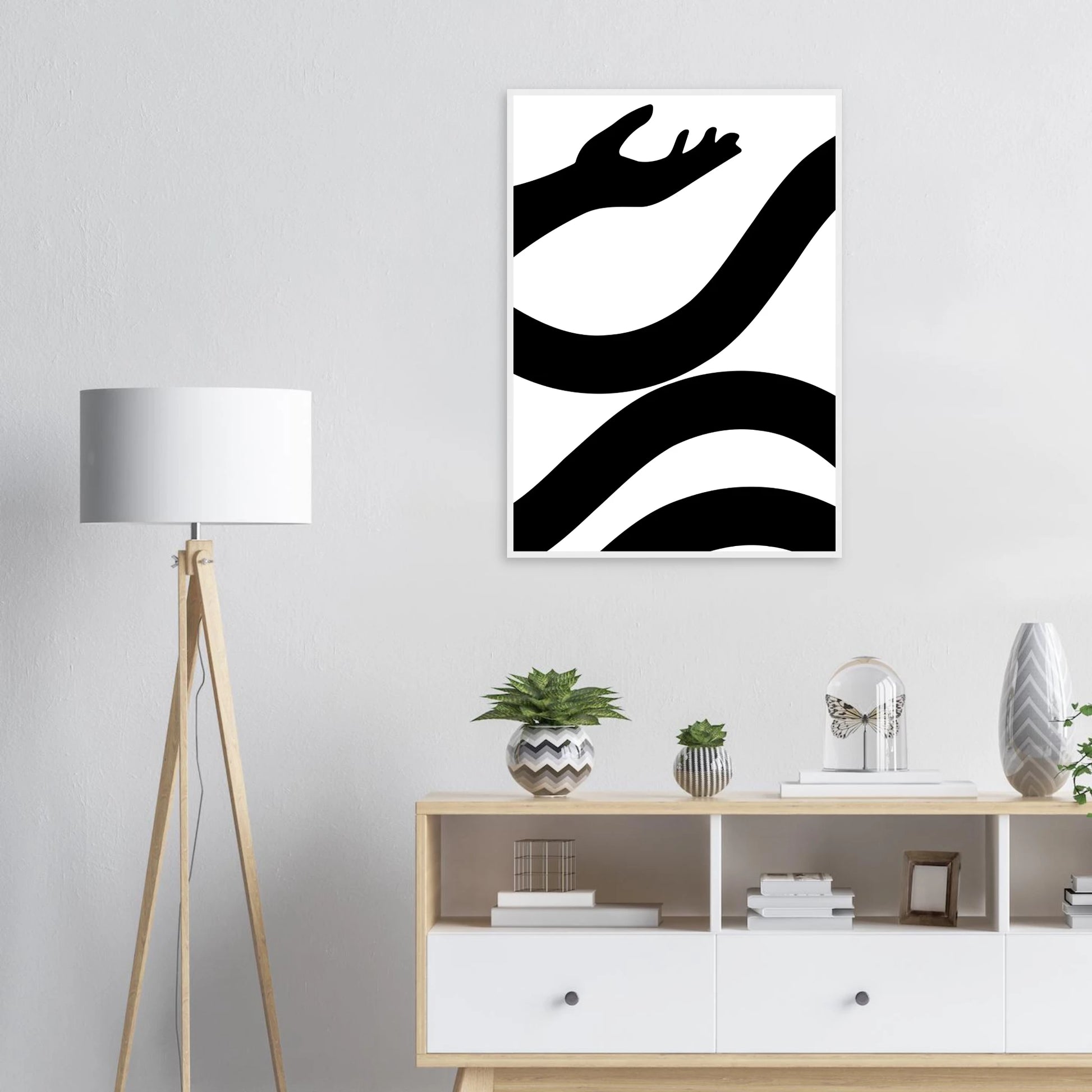 Abstract embrace minimalist black white line art print by anya trut choose your size and frame art print in a  size  affordable wall art by Art Aunty NZ