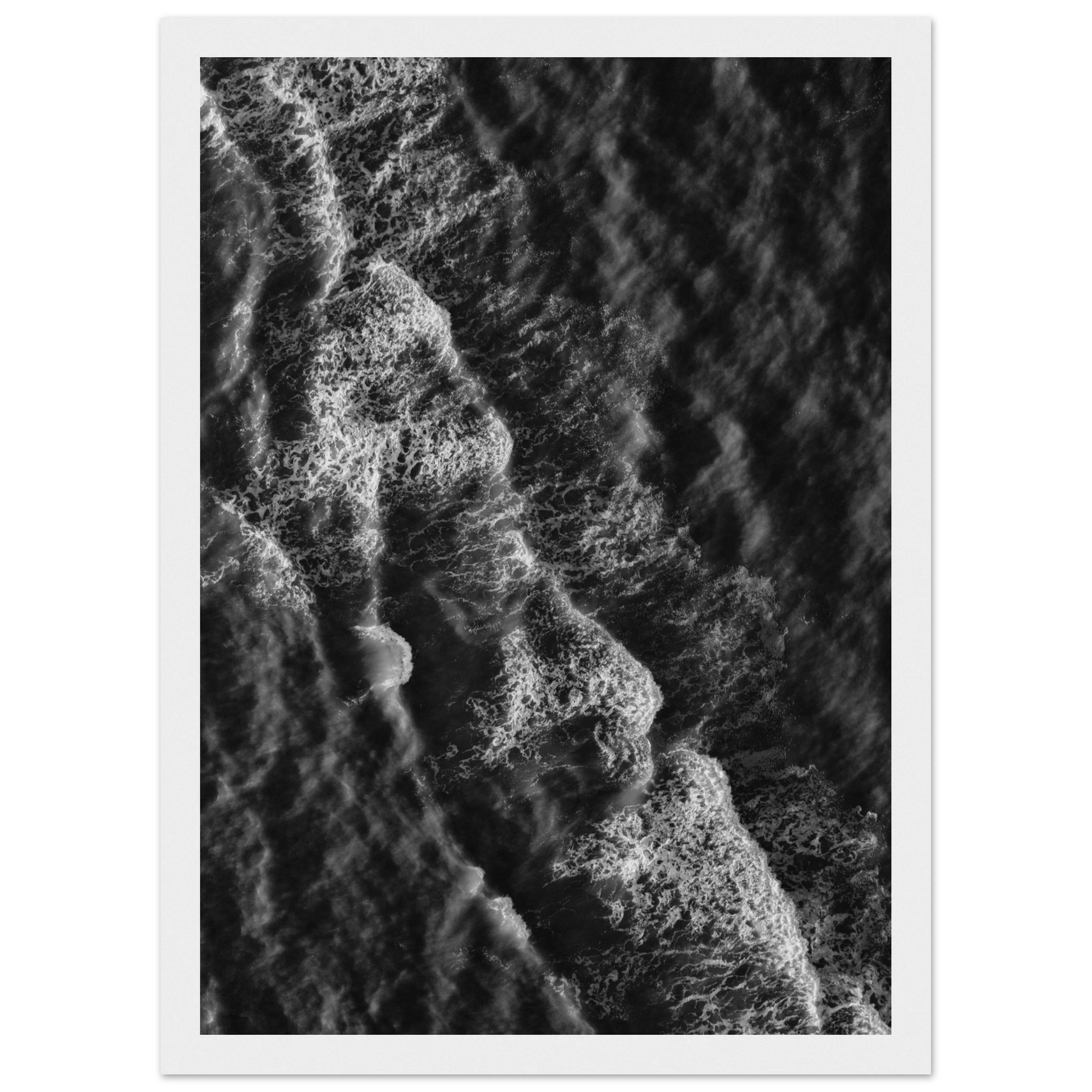 Oceanic echoes black white wave art print by anya trut choose your size frame art print in a Wood frame size A1 (59.4 x 84.1  cm) affordable wall art by Art Aunty NZ