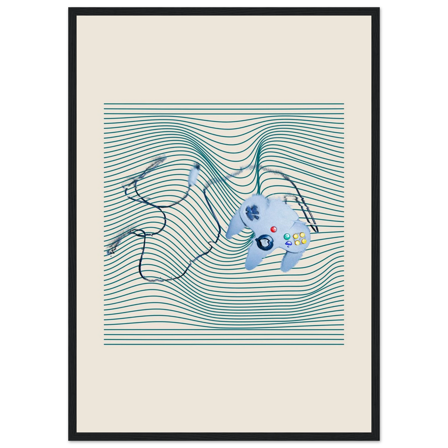 Gameboy art print in a Black frame size 21x29.7 cm / 8x12" affordable wall art by Art Aunty NZ