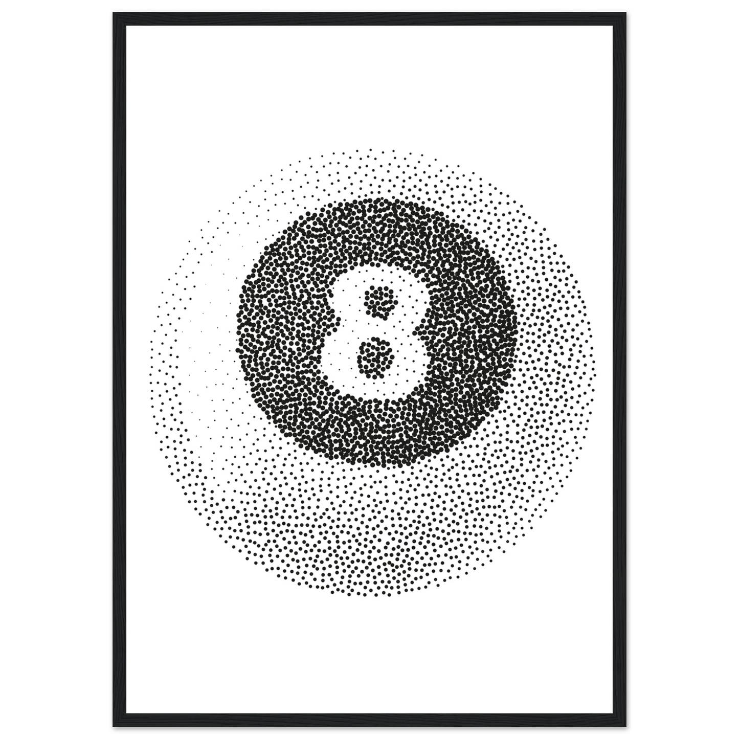 Abstract eight ball dot art print by anya trut choose your size frame art print in a Wood frame size 21x29.7 cm / 8x12" affordable wall art by Art Aunty NZ