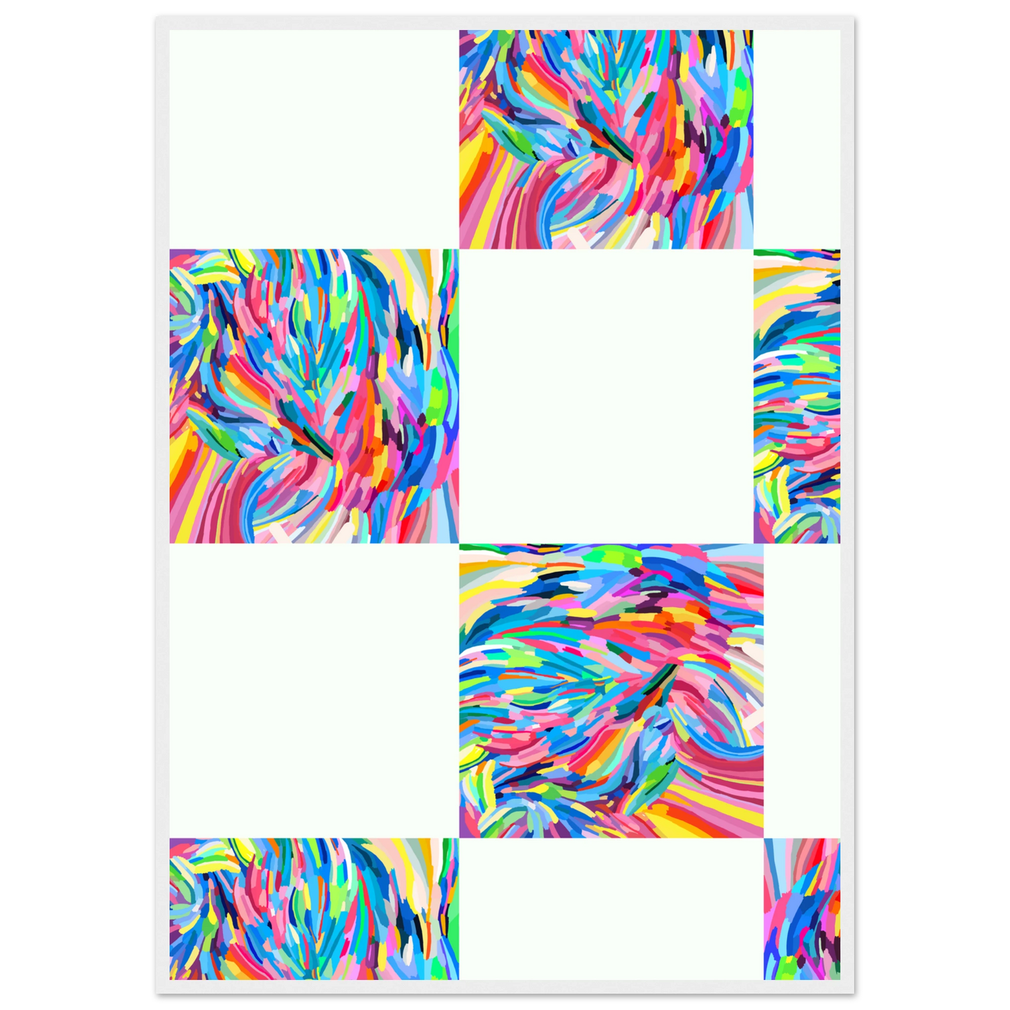 Abstract color art print vibrant swirls expressive hues framed artwork in your choice of style art print in a White frame size 21x29.7 cm / 8x12" affordable wall art by Art Aunty NZ