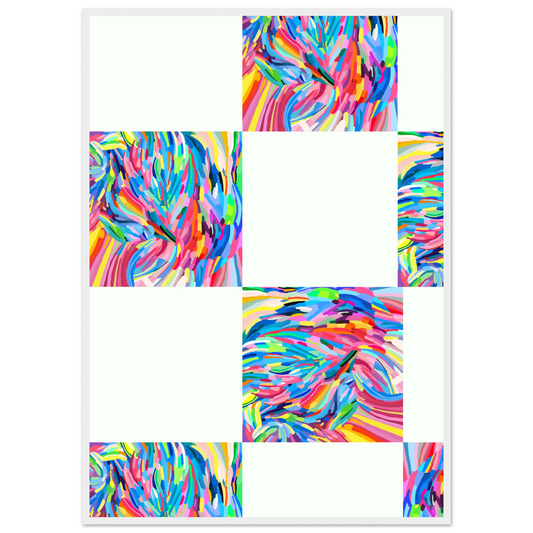 Abstract color art print vibrant swirls expressive hues framed artwork in your choice of style art print in a White frame size 21x29.7 cm / 8x12" affordable wall art by Art Aunty NZ