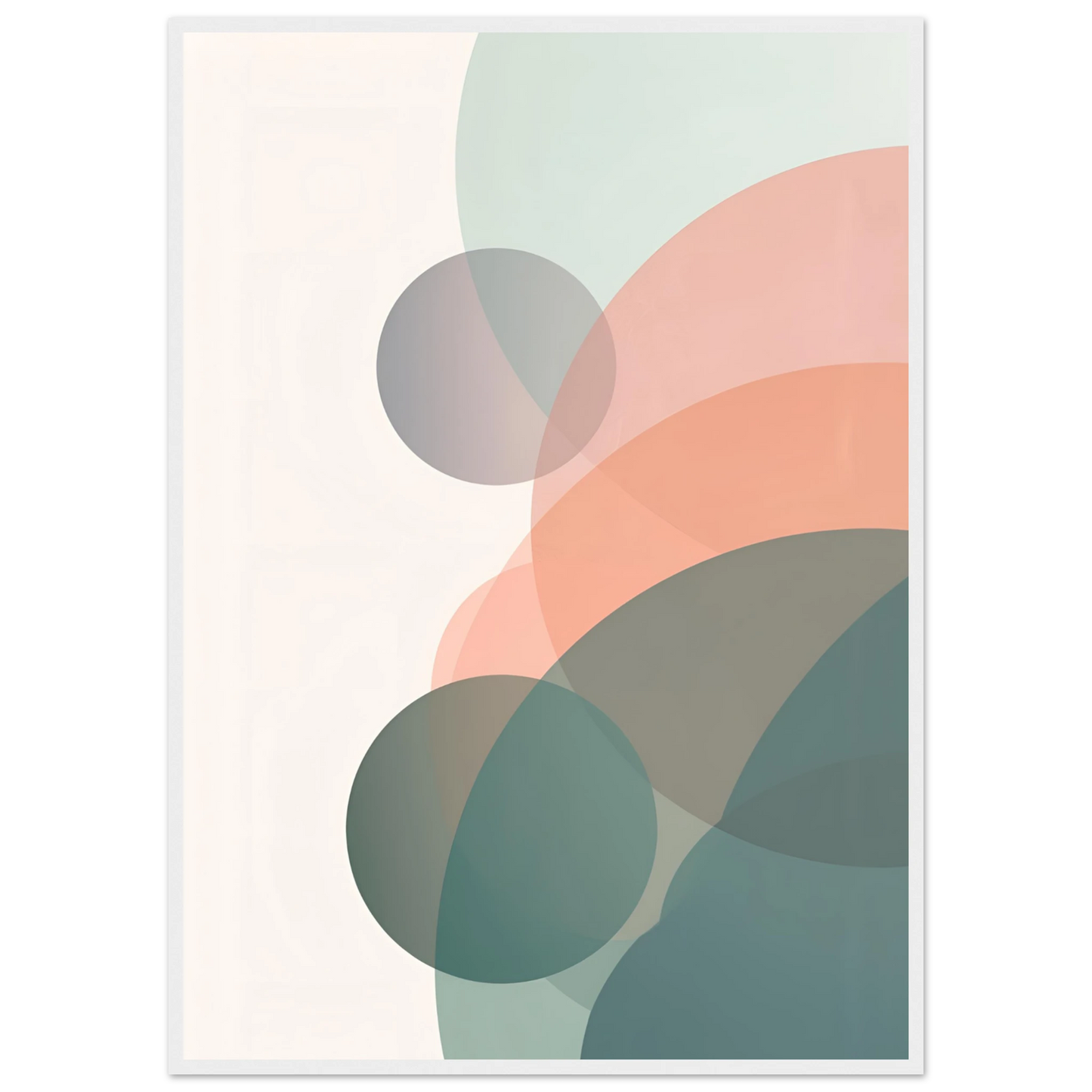 Abstract serenity bubbles modern minimalist wall art print by anya trut choose your size frame art print in a White frame size 21x29.7 cm / 8x12" affordable wall art by Art Aunty NZ