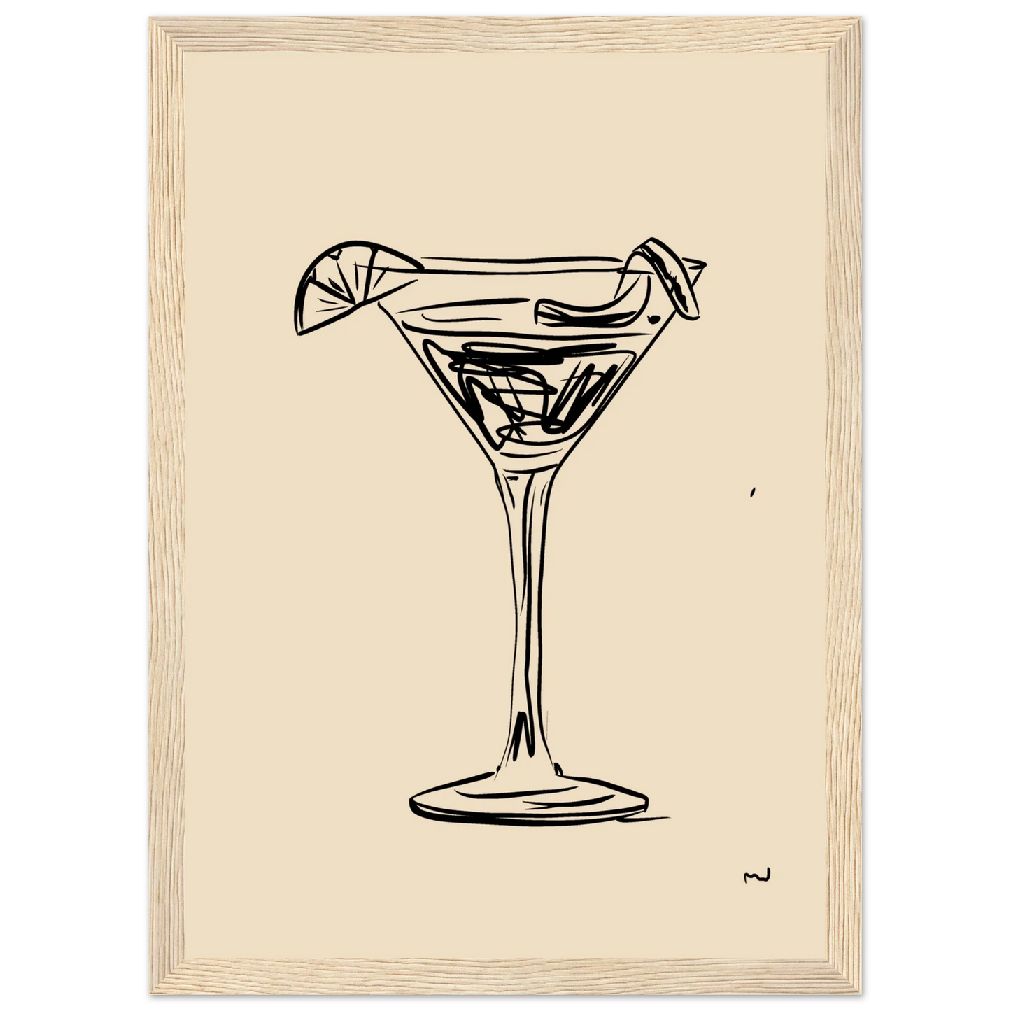 4:00 PM art print in a Wood frame size A2 (42 x 59.4  cm) affordable wall art by Art Aunty NZ