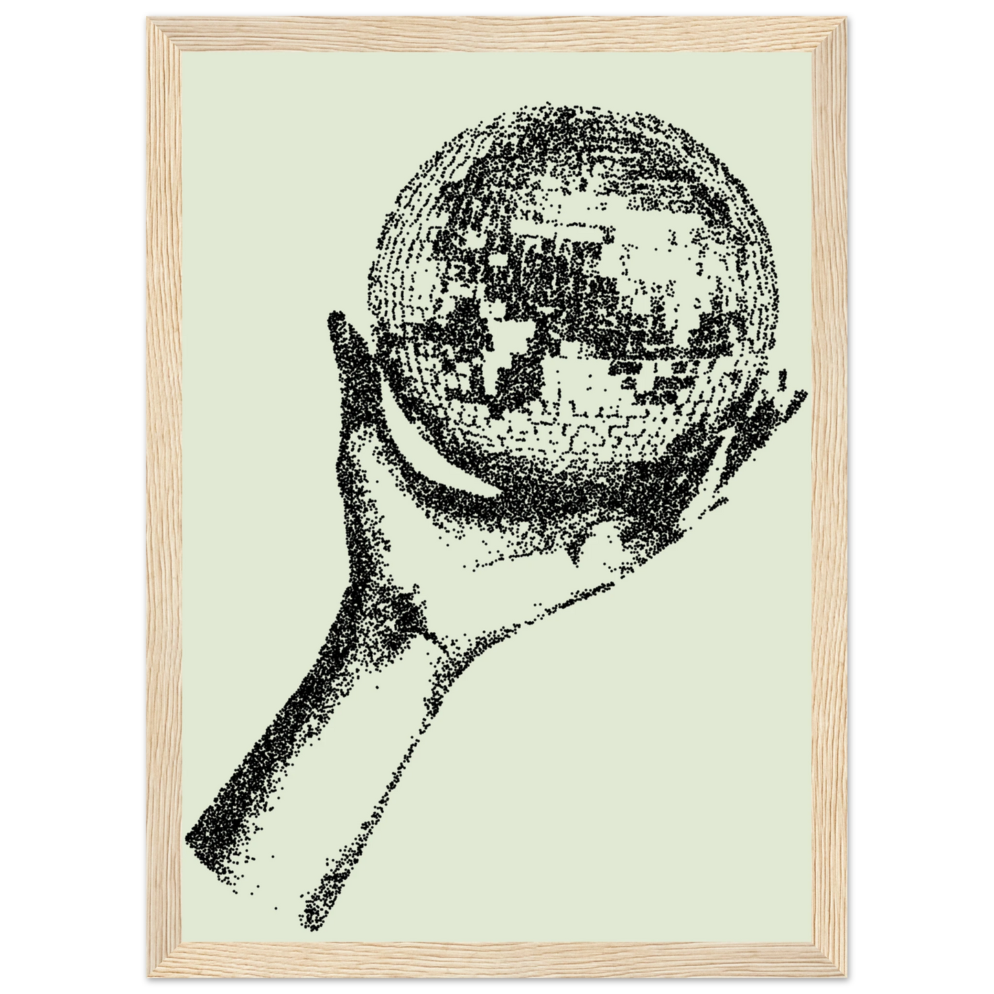 Digital disco ball hand global vision framed poster choose your size frame art print in a Black frame size 21x29.7 cm / 8x12" affordable wall art by Art Aunty NZ