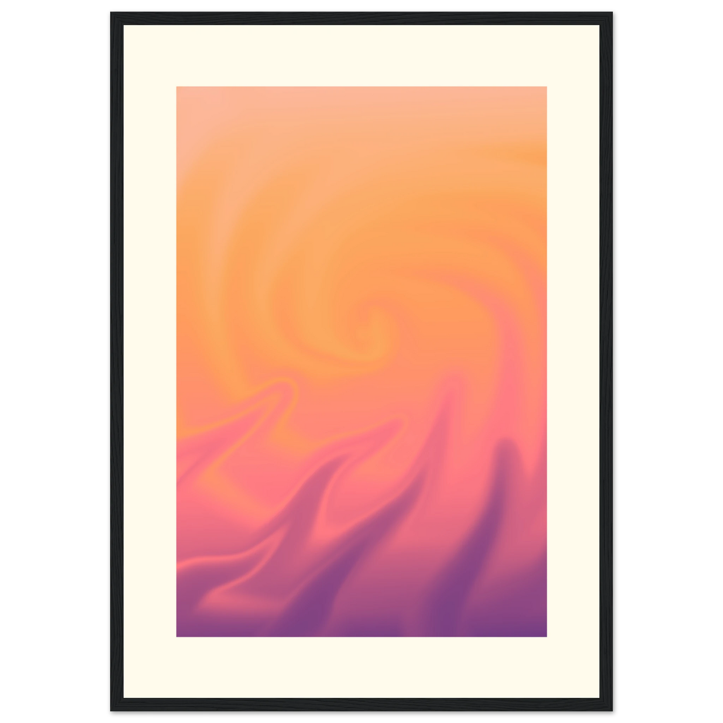 Abstract swirl framed poster radiant sunset hues by anya trut choose your size frame art print in a Wood frame size 21x29.7 cm / 8x12" affordable wall art by Art Aunty NZ