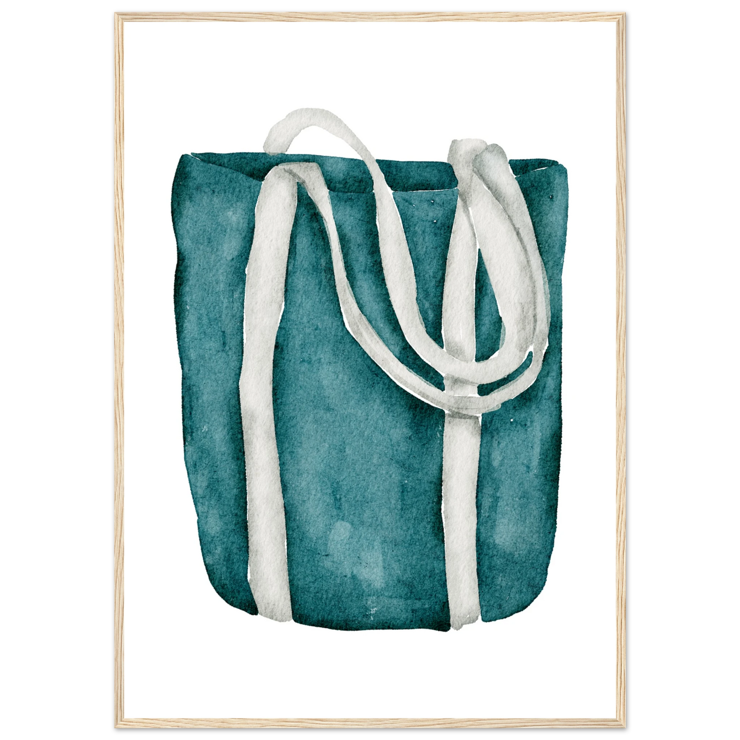 Beach bag 1 art print in a Black frame size 21x29.7 cm / 8x12" affordable wall art by Art Aunty NZ