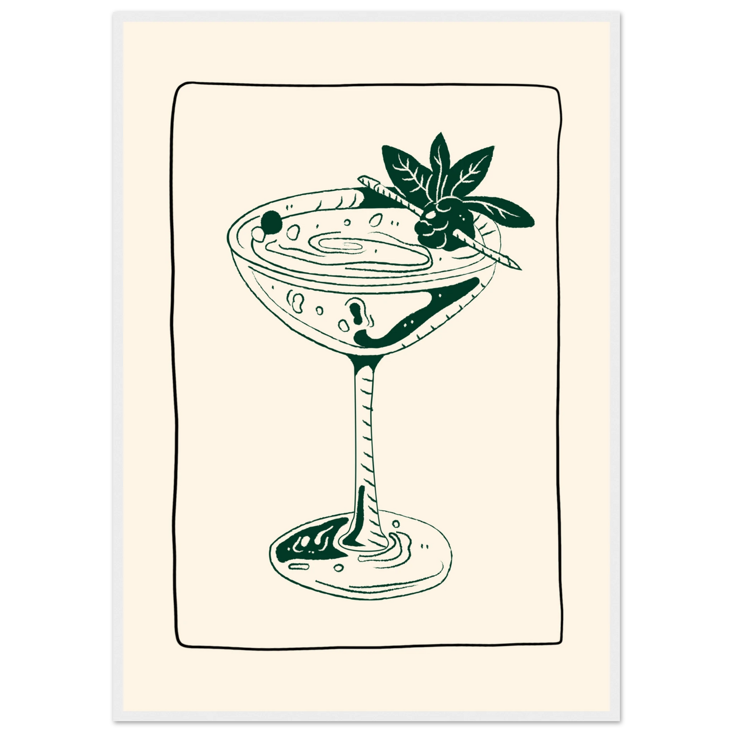 Evening elixir cocktail art print by anya trut choose your size and frame for effortless style art print in a White frame size 21x29.7 cm / 8x12" affordable wall art by Art Aunty NZ
