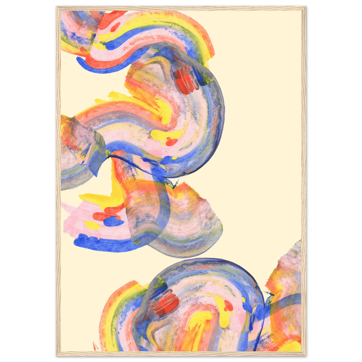 Abstract swirls vibrant framed art print by anya trut choose your size frame art print in a Black frame size A1 (59.4 x 84.1  cm) affordable wall art by Art Aunty NZ
