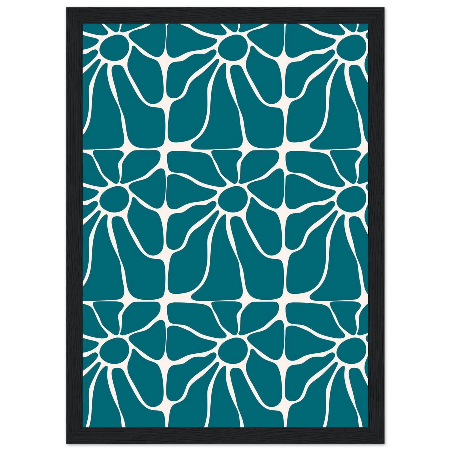 Teal talks art print in a Black frame size A2 (42 x 59.4  cm) affordable wall art by Art Aunty NZ