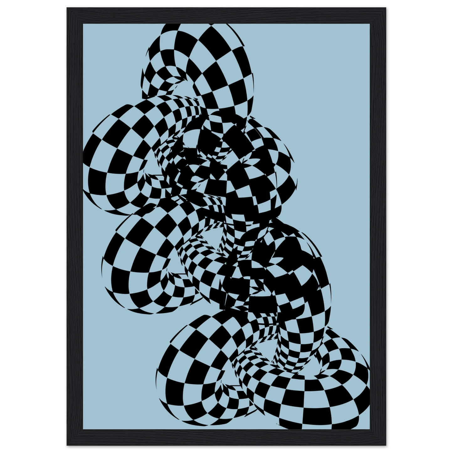 Abstract swirl mesmerizing checkered optical illusion wall art by anya trut art print in a White frame size A2 (42 x 59.4  cm) affordable wall art by Art Aunty NZ