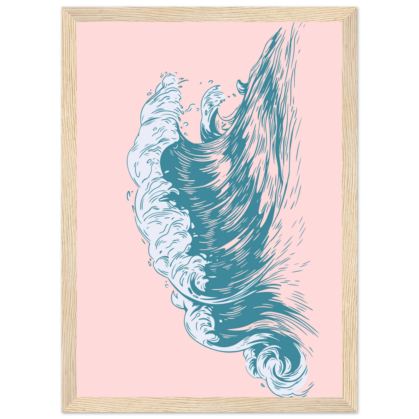 Oceanic dream wave art print aqua by anya trut choose your size frame art print in a Black frame size 21x29.7 cm / 8x12" affordable wall art by Art Aunty NZ