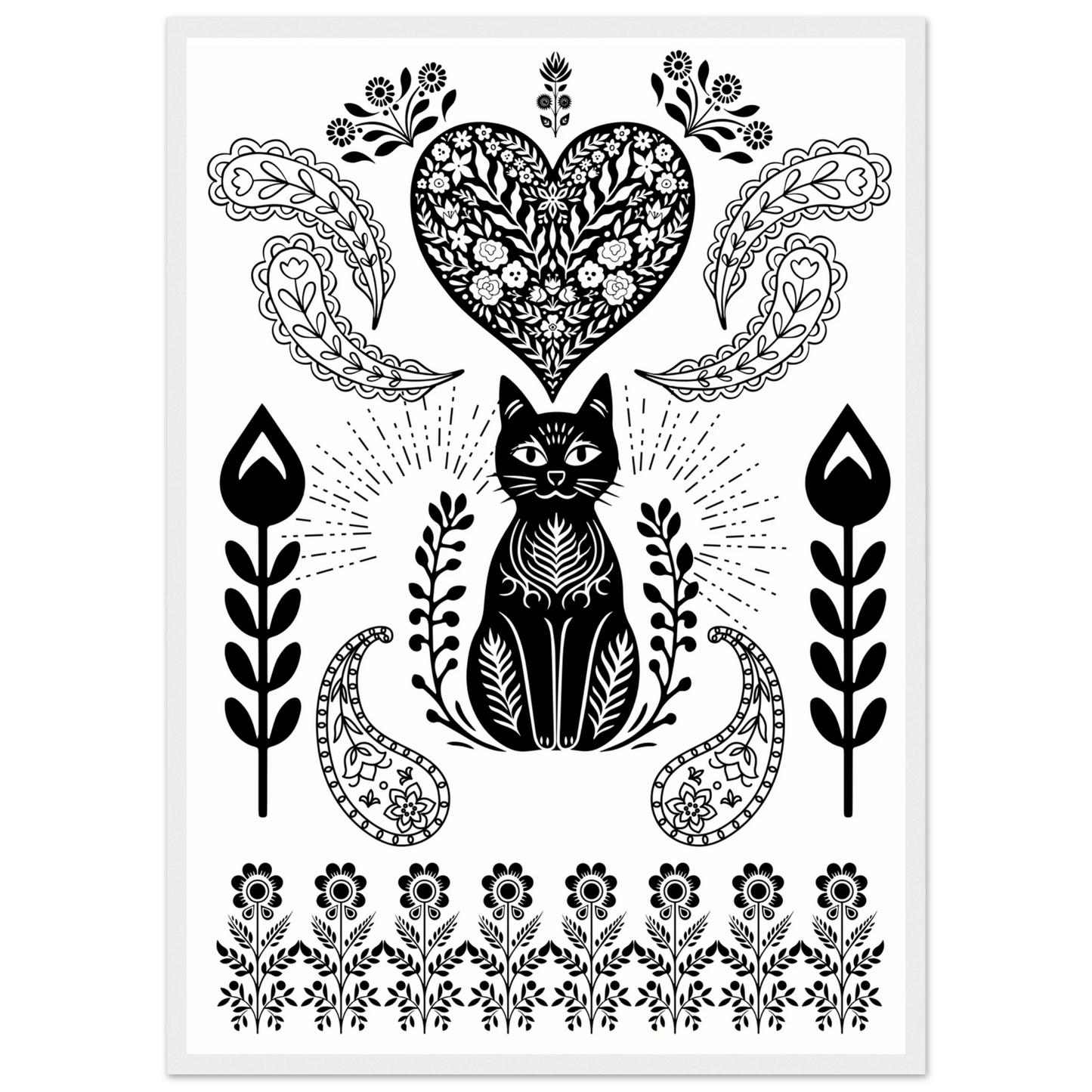 Zen pat art print in a Black frame size A2 (42 x 59.4  cm) affordable wall art by Art Aunty NZ