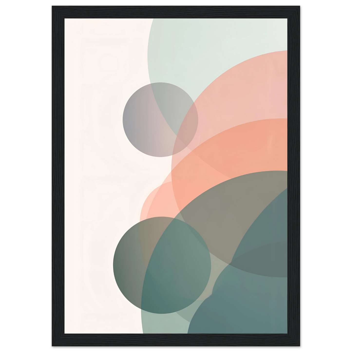 Abstract serenity bubbles modern minimalist wall art print by anya trut choose your size frame art print in a White frame size A2 (42 x 59.4  cm) affordable wall art by Art Aunty NZ