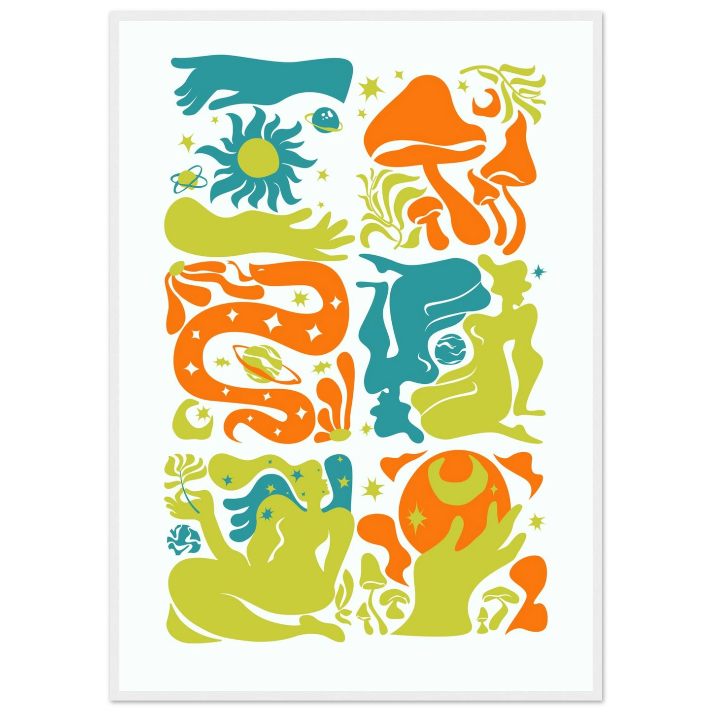 Swimmer art print in a White frame size 21x29.7 cm / 8x12" affordable wall art by Art Aunty NZ