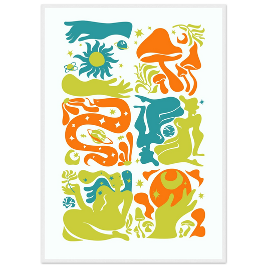 Swimmer art print in a White frame size 21x29.7 cm / 8x12" affordable wall art by Art Aunty NZ