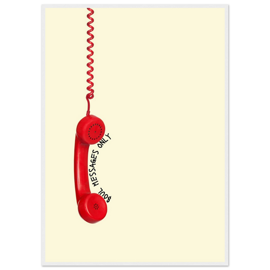 Answerphone 1 art print in a White frame size 21x29.7 cm / 8x12" affordable wall art by Art Aunty NZ