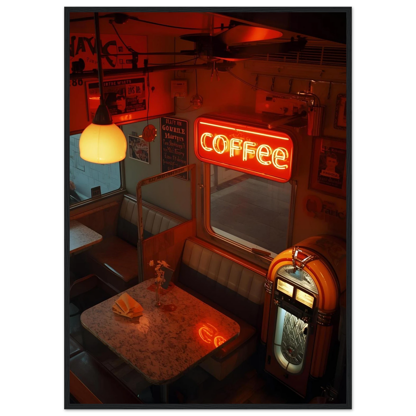 Into the night art print in a Black frame size 21x29.7 cm / 8x12" affordable wall art by Art Aunty NZ