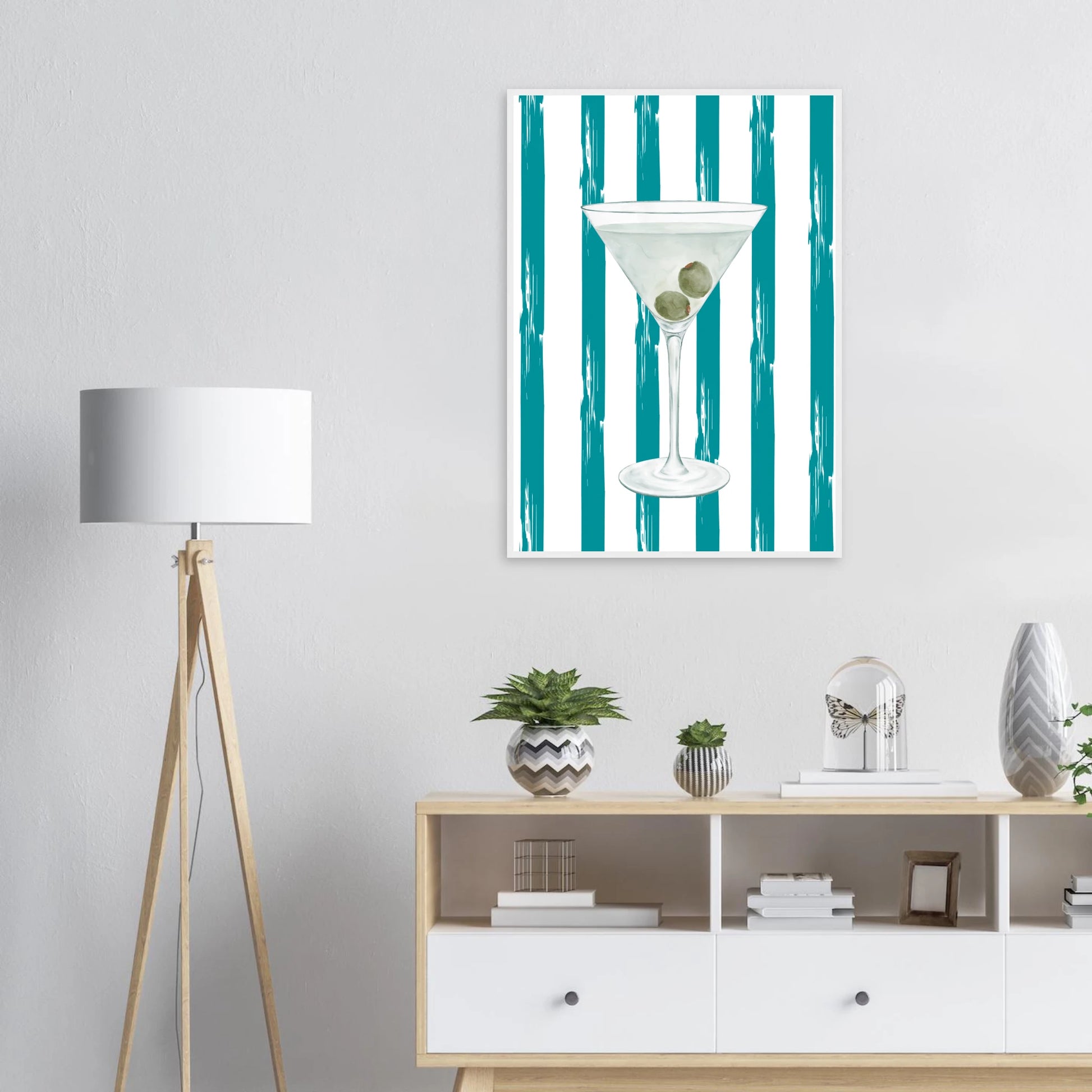 Martini chic art print stylish cocktail wall decor in your choice of size frame art print in a  size  affordable wall art by Art Aunty NZ