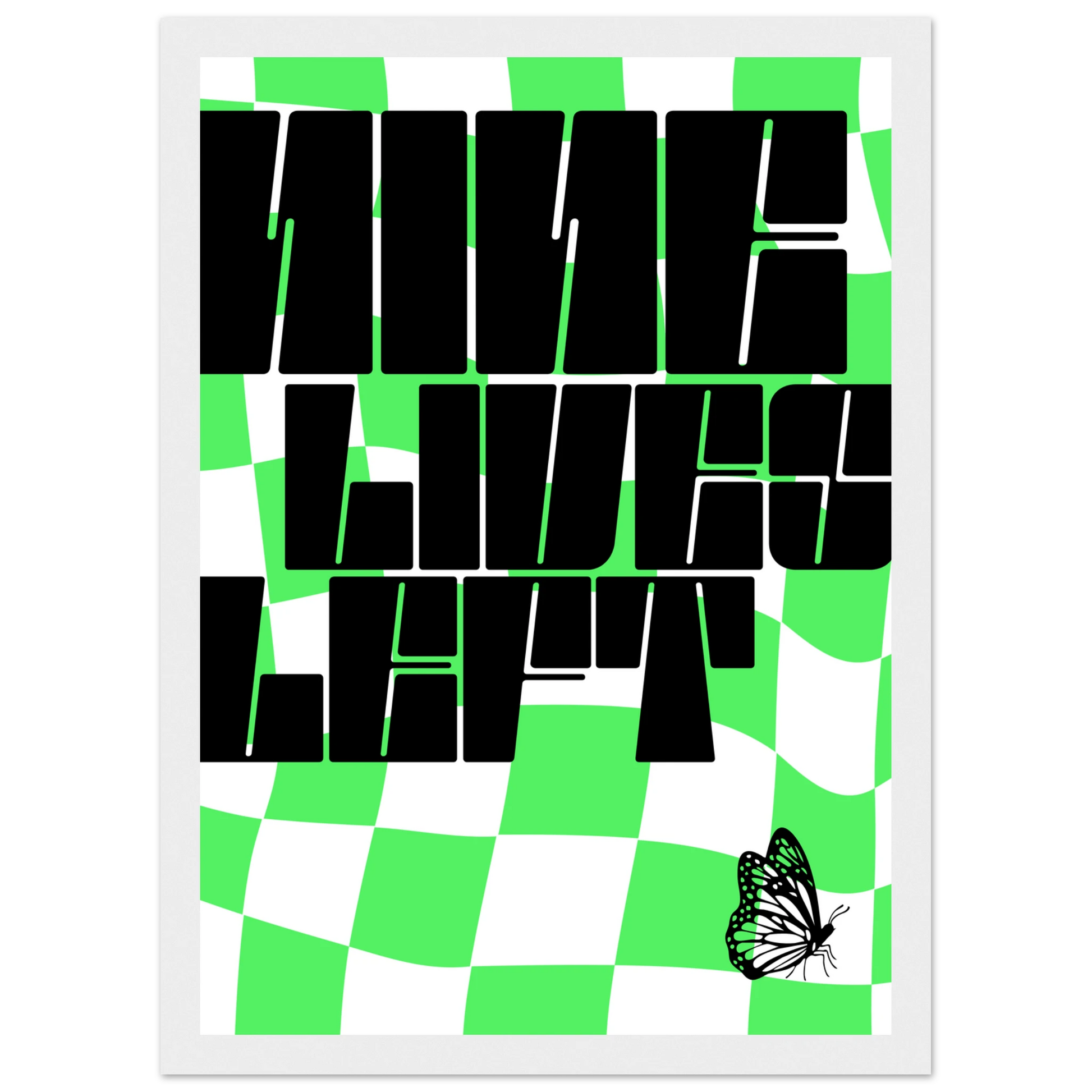 Nine lives left psychedelic pop art print by anya trut choose your size frame art print in a Wood frame size A1 (59.4 x 84.1  cm) affordable wall art by Art Aunty NZ