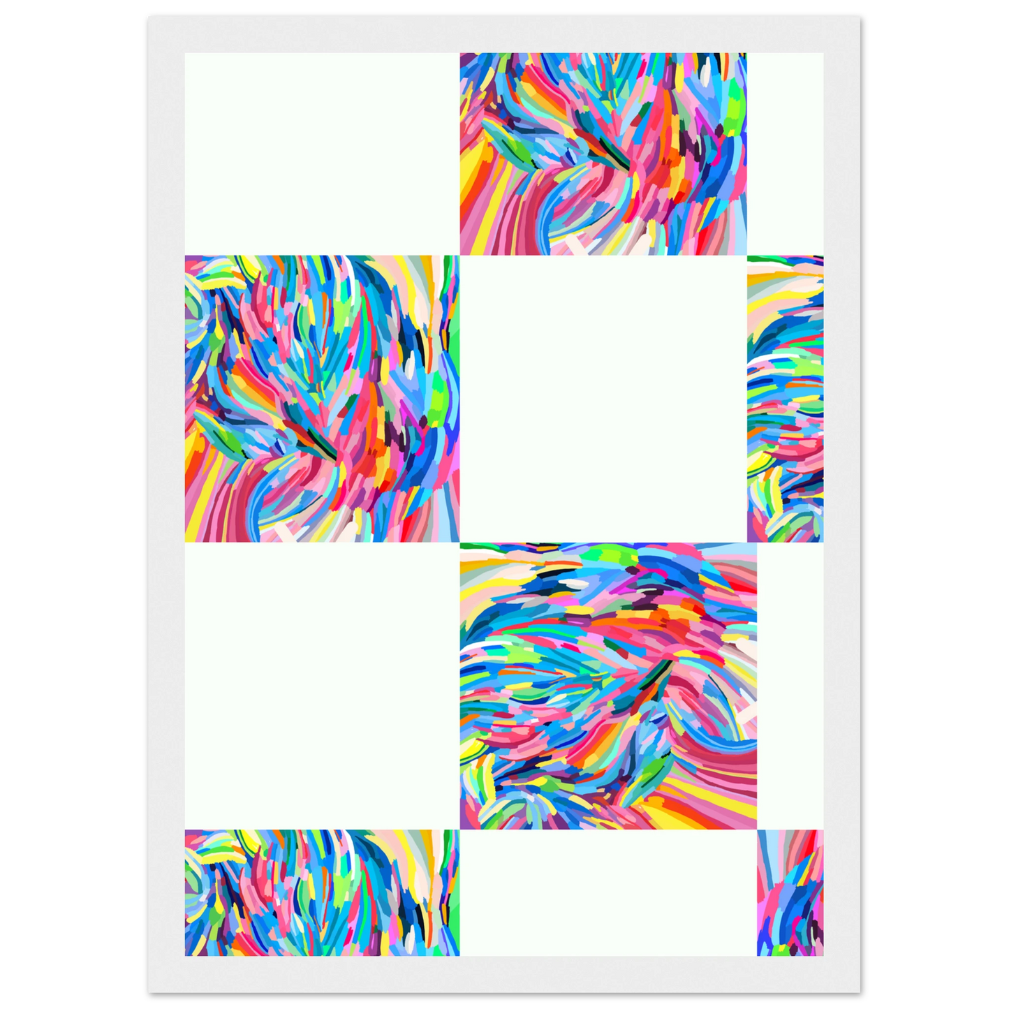 Abstract color art print vibrant swirls expressive hues framed artwork in your choice of style art print in a Wood frame size A1 (59.4 x 84.1  cm) affordable wall art by Art Aunty NZ