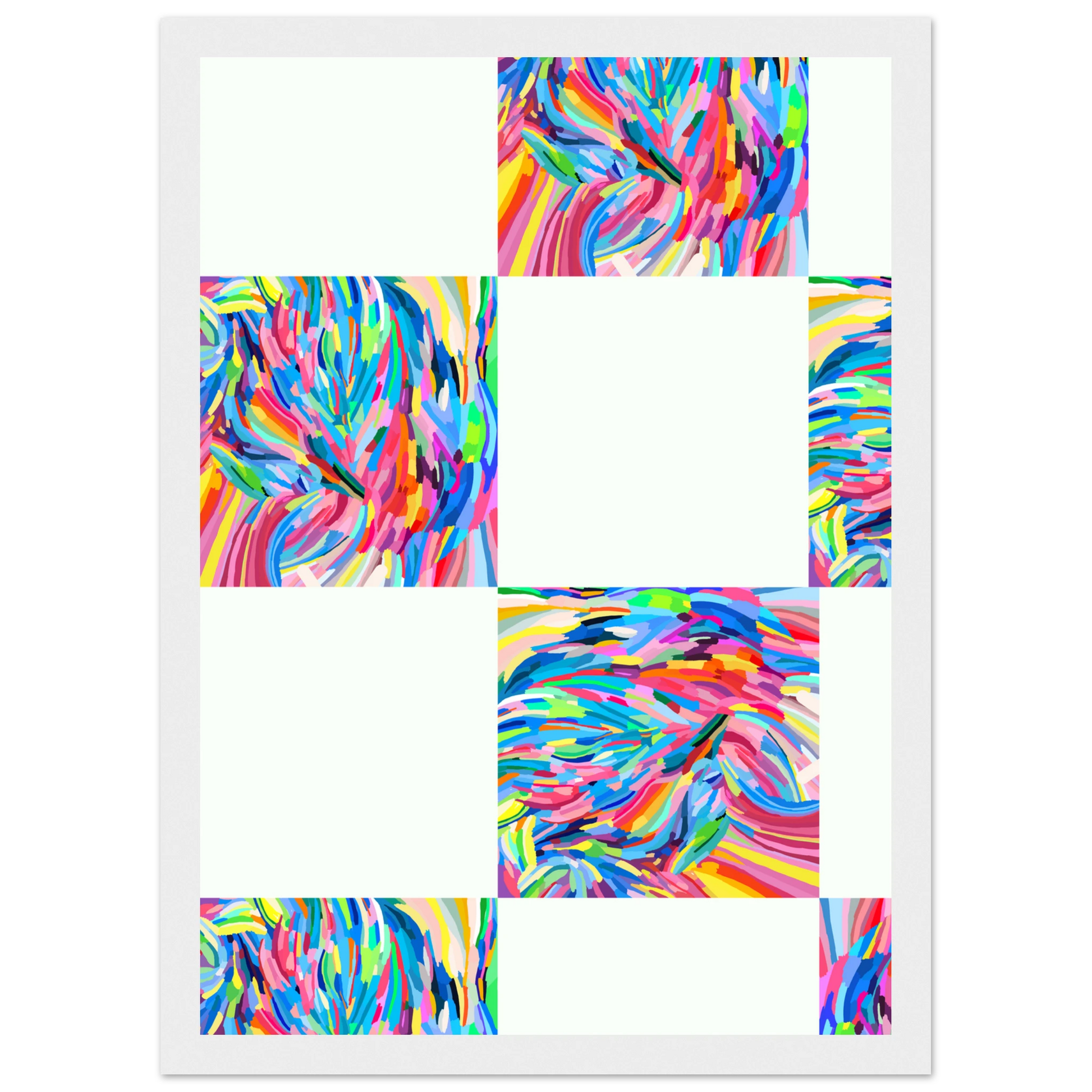 Abstract color art print vibrant swirls expressive hues framed artwork in your choice of style art print in a Wood frame size A1 (59.4 x 84.1  cm) affordable wall art by Art Aunty NZ