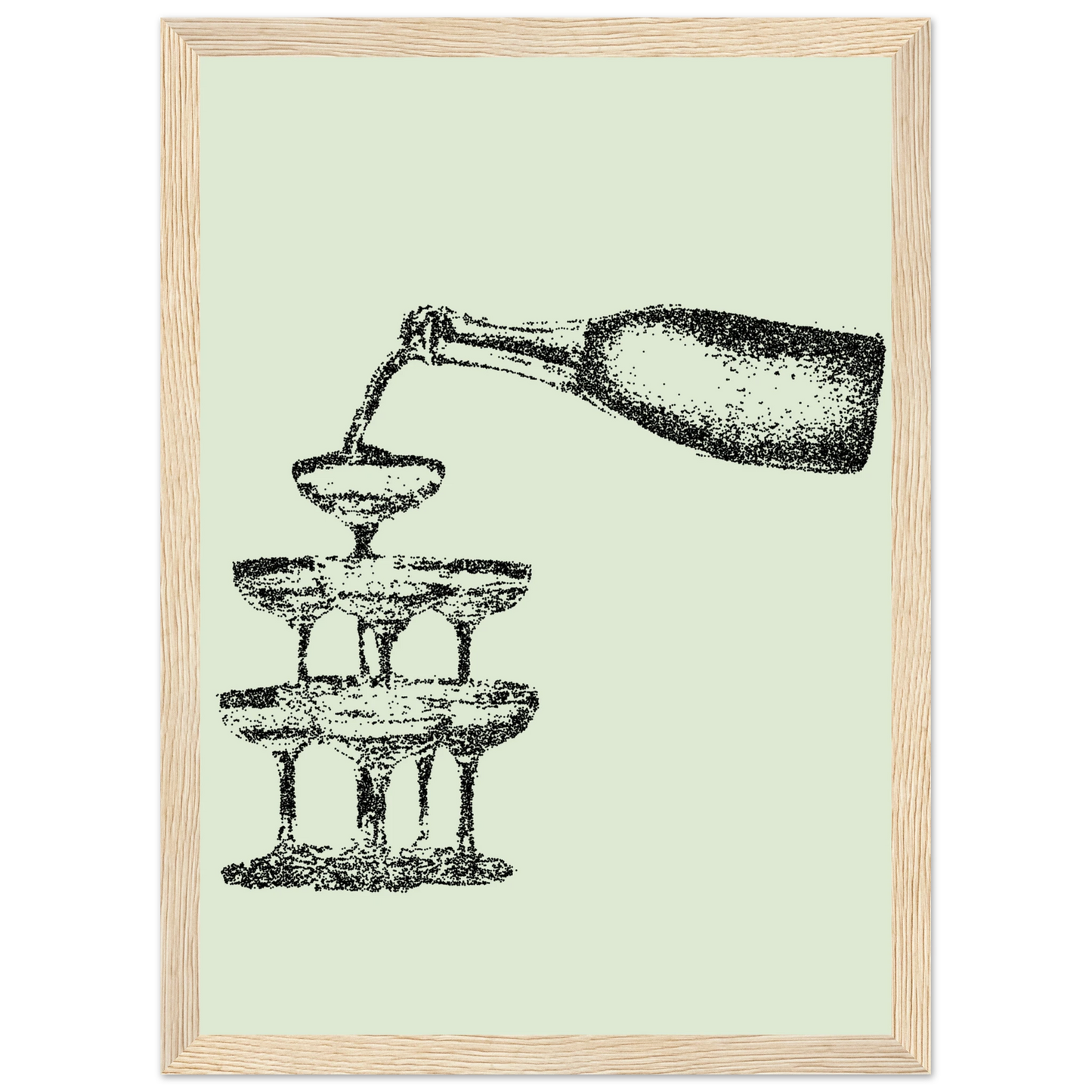 Champagne cascade elegant dotted art print by anya trut choose your size frame art print in a Black frame size 21x29.7 cm / 8x12" affordable wall art by Art Aunty NZ