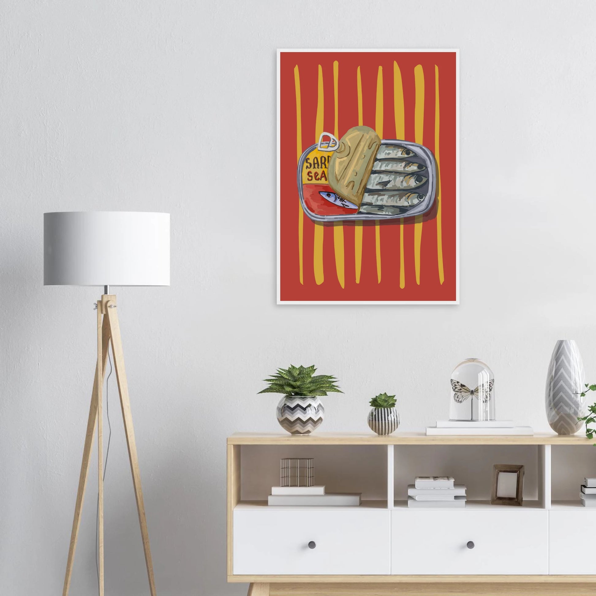 4pm sardine sea pop art print a quirky culinary statement for your walls art print in a  size  affordable wall art by Art Aunty NZ