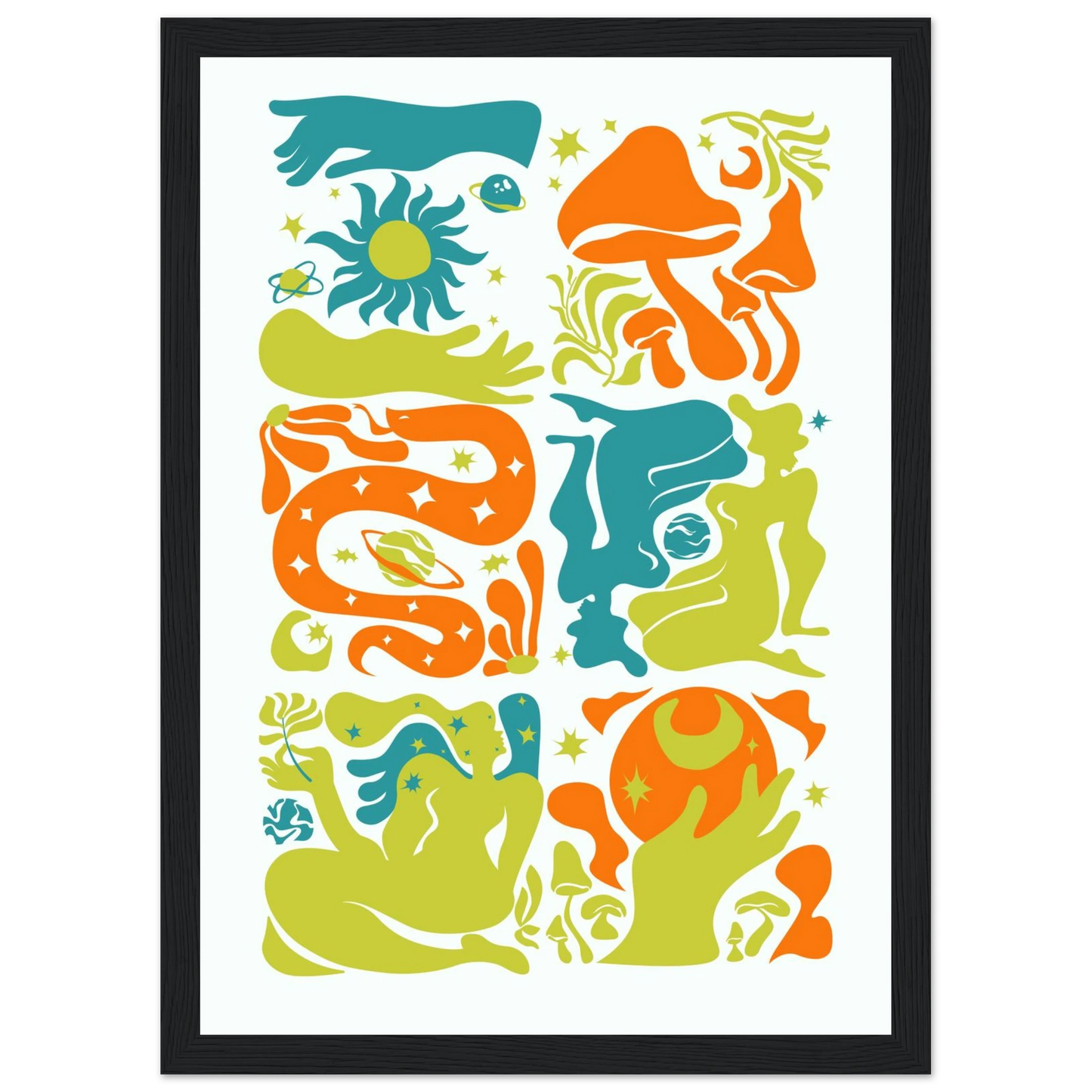 Swimmer art print in a Wood frame size A2 (42 x 59.4  cm) affordable wall art by Art Aunty NZ