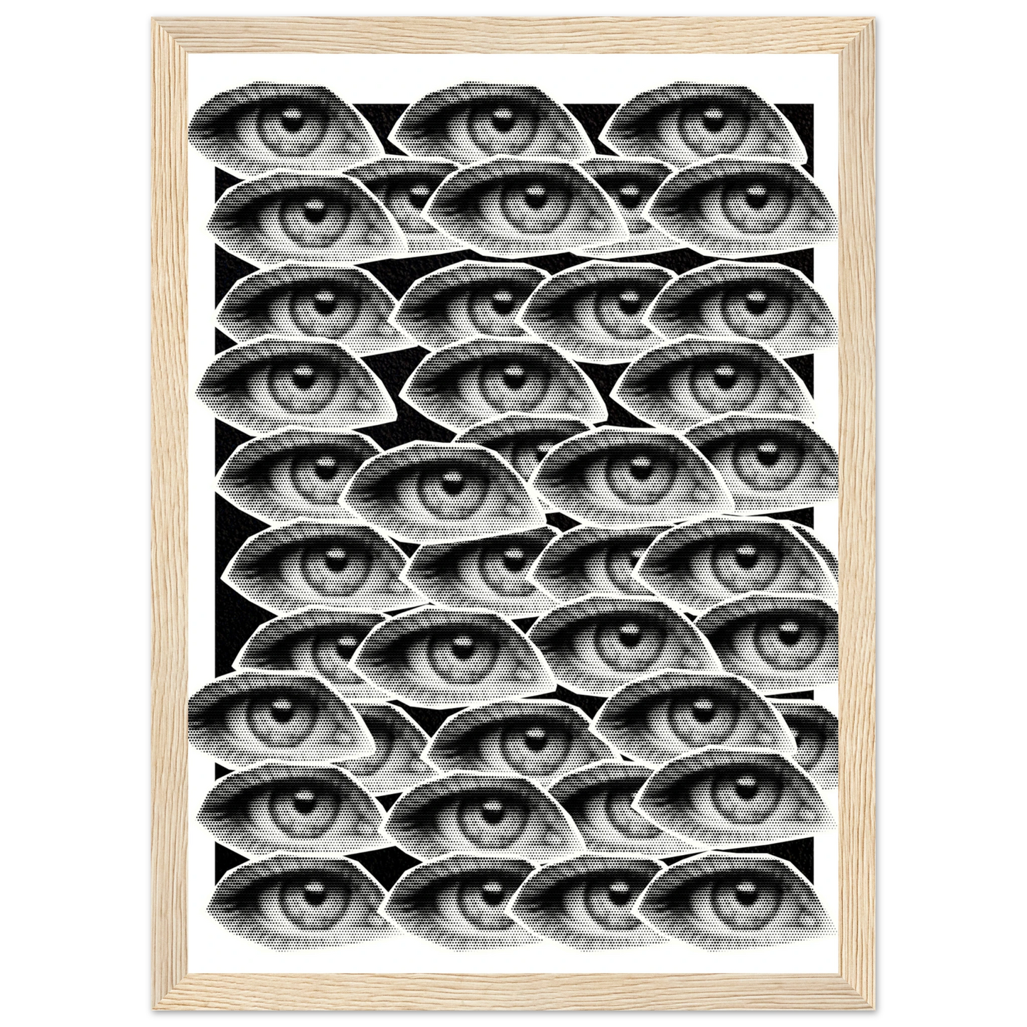Hypnotic gaze a visionary eye patterned framed poster choose your size frame art print in a Black frame size 21x29.7 cm / 8x12" affordable wall art by Art Aunty NZ