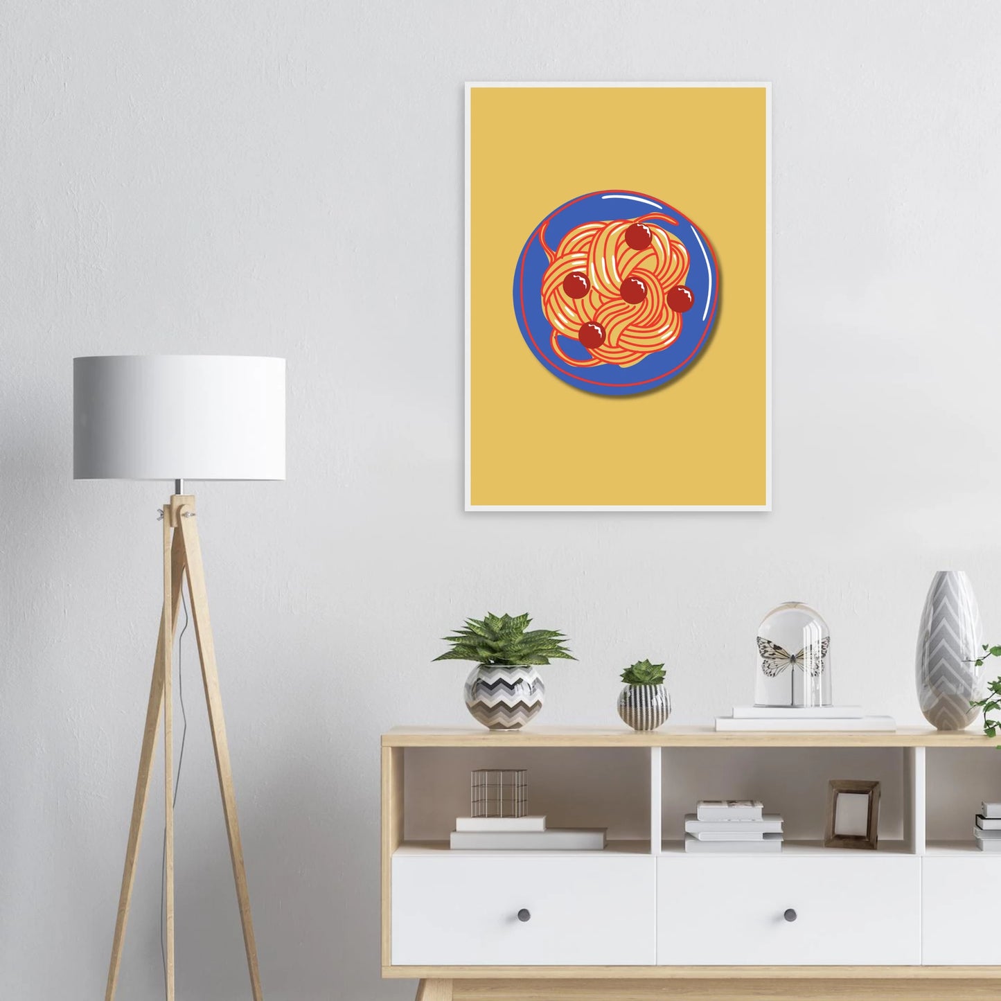 Spaghetti meatballs pop art print the delightful dish by anya trut vibrant kitchen wall art art print in a  size  affordable wall art by Art Aunty NZ
