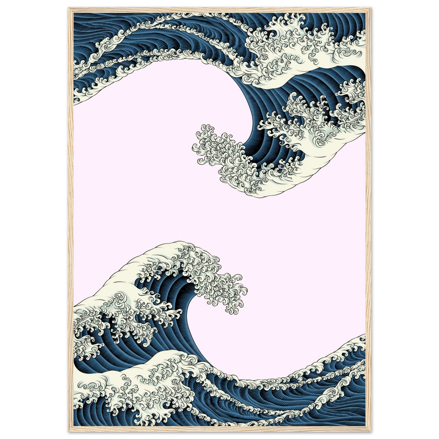 White caps art print in a White frame size A2 (42 x 59.4  cm) affordable wall art by Art Aunty NZ