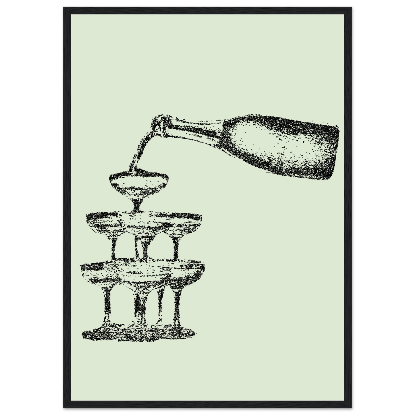 Champagne cascade elegant dotted art print by anya trut choose your size frame art print in a Wood frame size 21x29.7 cm / 8x12" affordable wall art by Art Aunty NZ