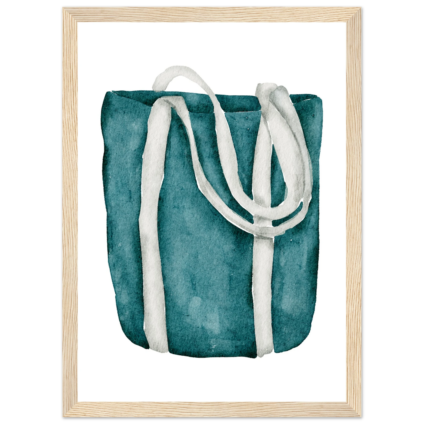 Beach bag 1 art print in a White frame size A2 (42 x 59.4  cm) affordable wall art by Art Aunty NZ