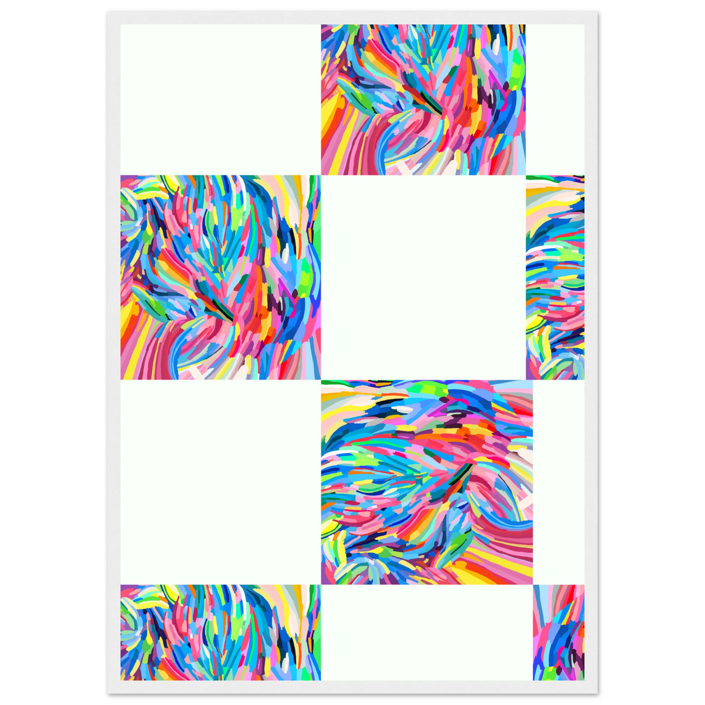 Abstract color art print vibrant swirls expressive hues framed artwork in your choice of style art print in a Wood frame size A2 (42 x 59.4  cm) affordable wall art by Art Aunty NZ